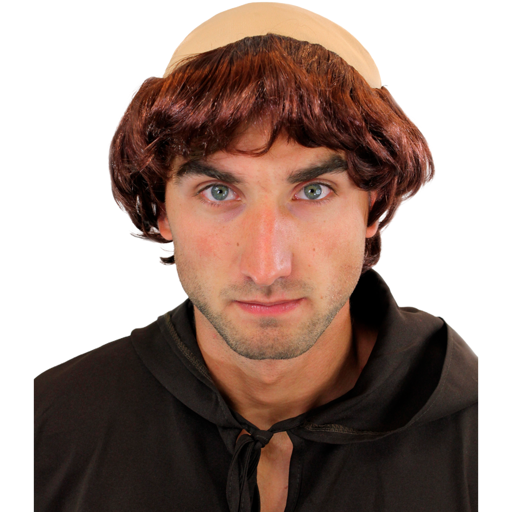Category image for medieval wigs Brown monk's wig with a bald head and a hair wreath around the head