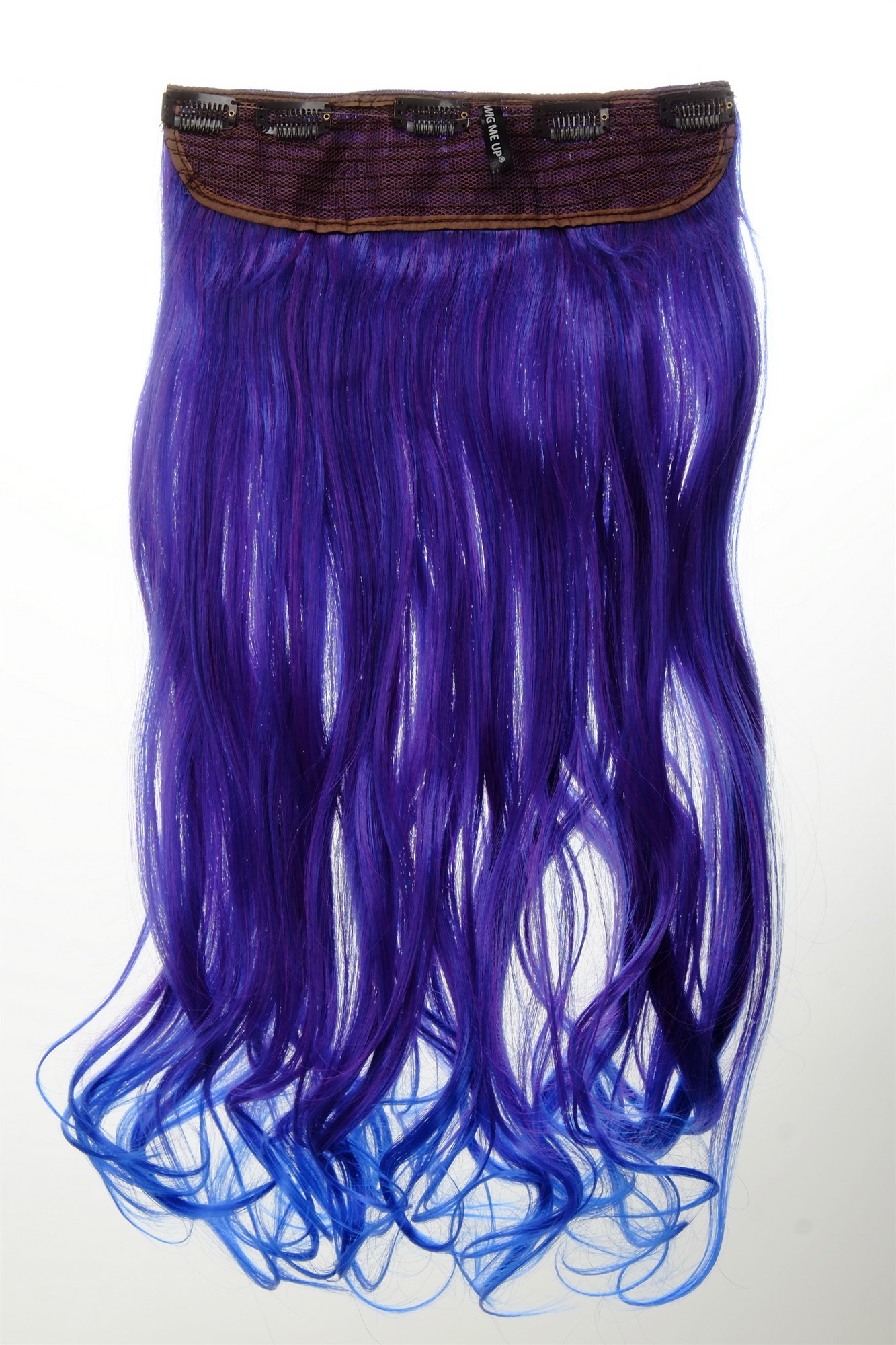 Haarteil Extension breit 5 Clips wellig Neonviolett-Neonblau-Mix YZF-3180-T2420TTF2517, Ansicht 2, WIG ME UP: Ihr Perücken Online Shop wellige Halbperücke Neonviolett-Neonblau-Mix 50 cm lang