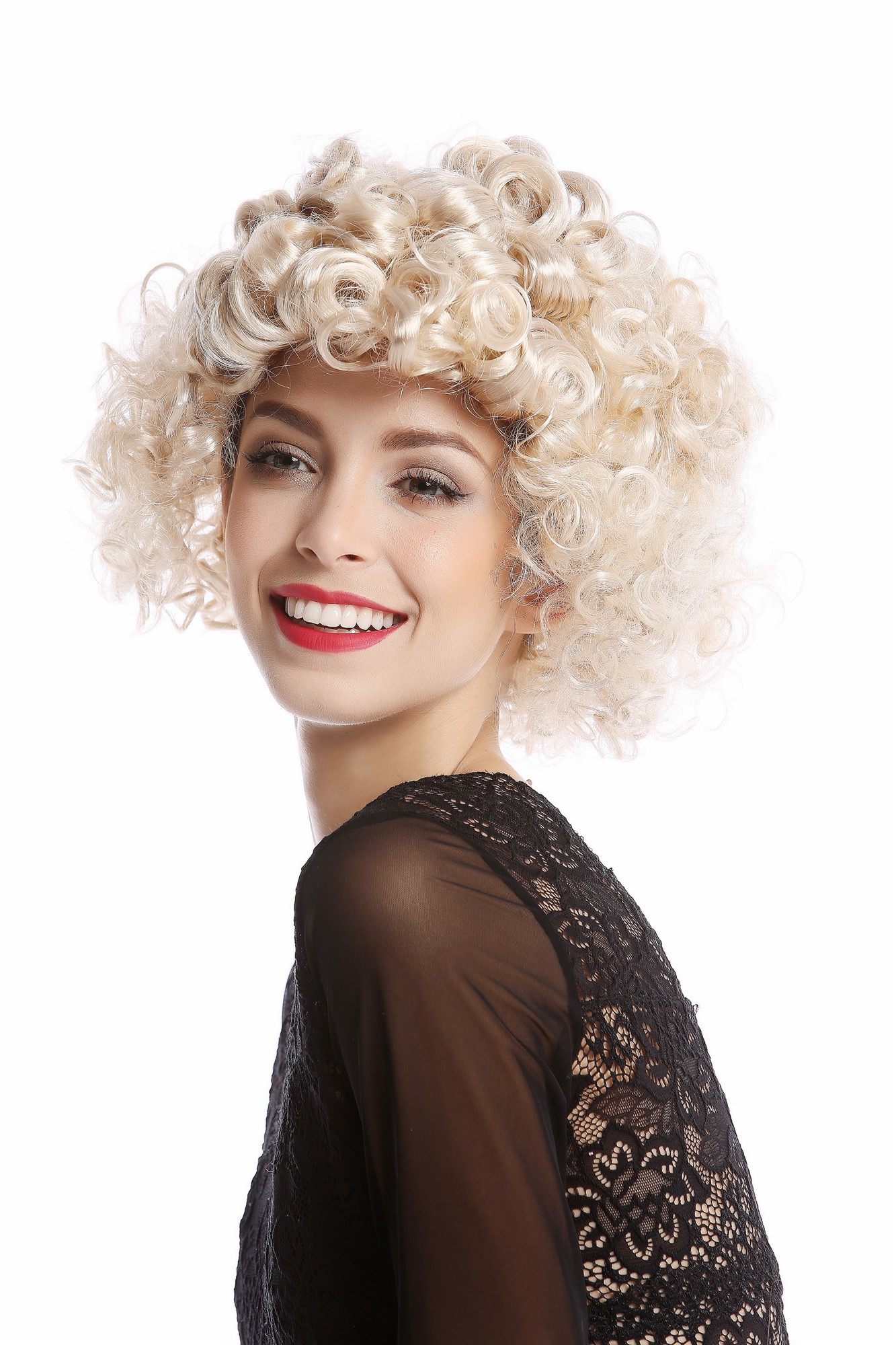 günstige Party Perücke, Perücke Locken Blond Kurz 80er G-7-ZA88/ZA66, Vorderansicht, WIG ME UP: Ihr Perücken Online Shop lockige Party Perücke Blond kurze Haare für Damen