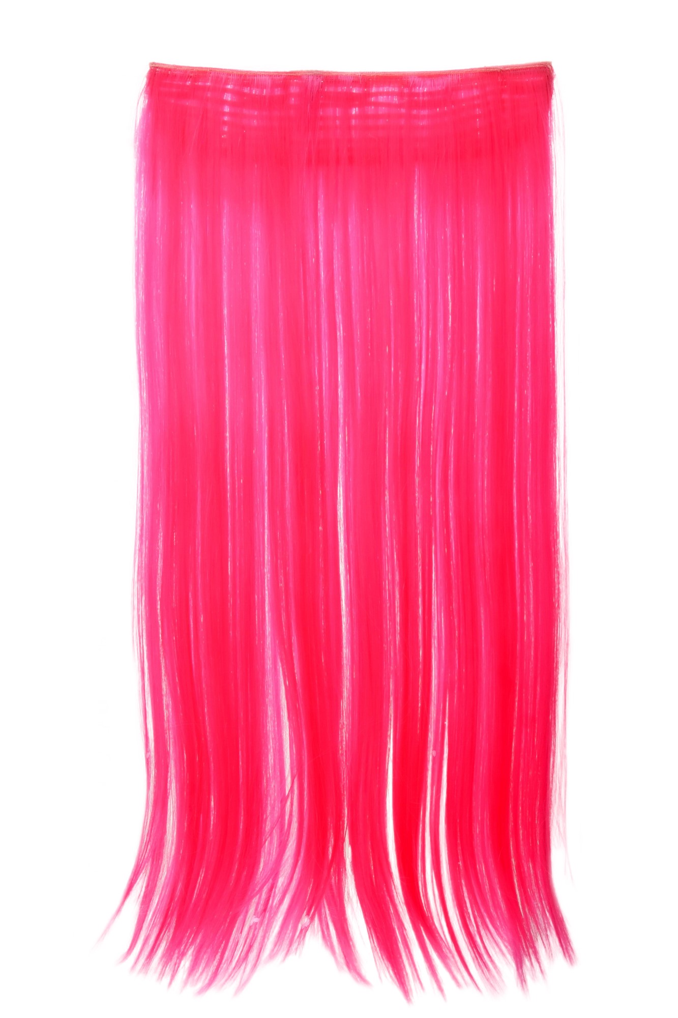 glatte Halbperücke Neonpink 60 cm lang