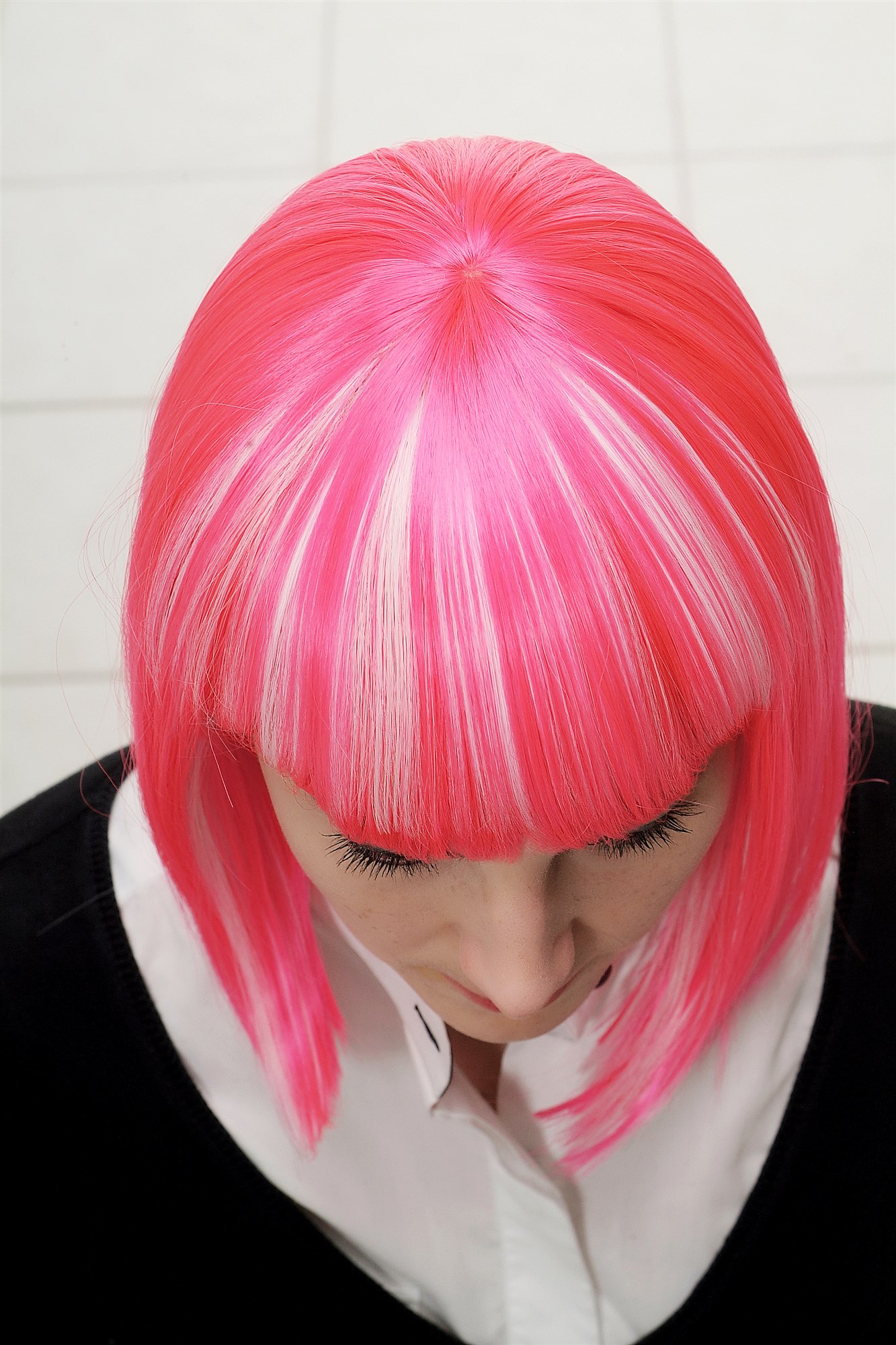 hochwertige Qualitätsperücken, Perücke Cosplay Page Pink Weiß H7862-TT-2315-1001, Ansicht 5, WIG ME UP: Ihr Perücken Online Shop glatte Tressen-Perücke mit Kopfhaut-Imitat Pink-Weißblond-Mix schulterlange Haare für Damen