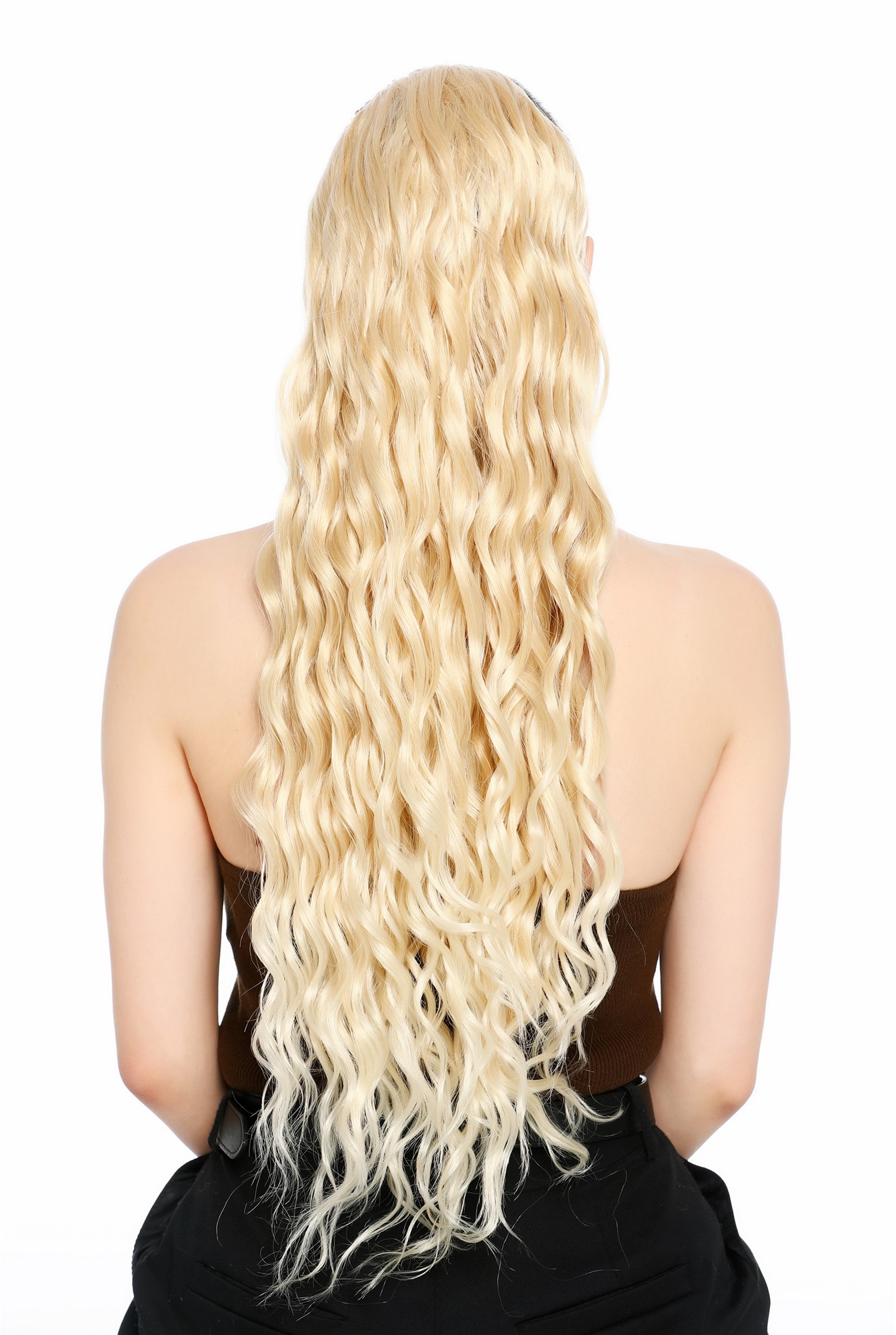 Zopf Pferdeschwanz Steckkämme voluminös stark gewellt 70cm lang Goldblond N1557A-LG26T613