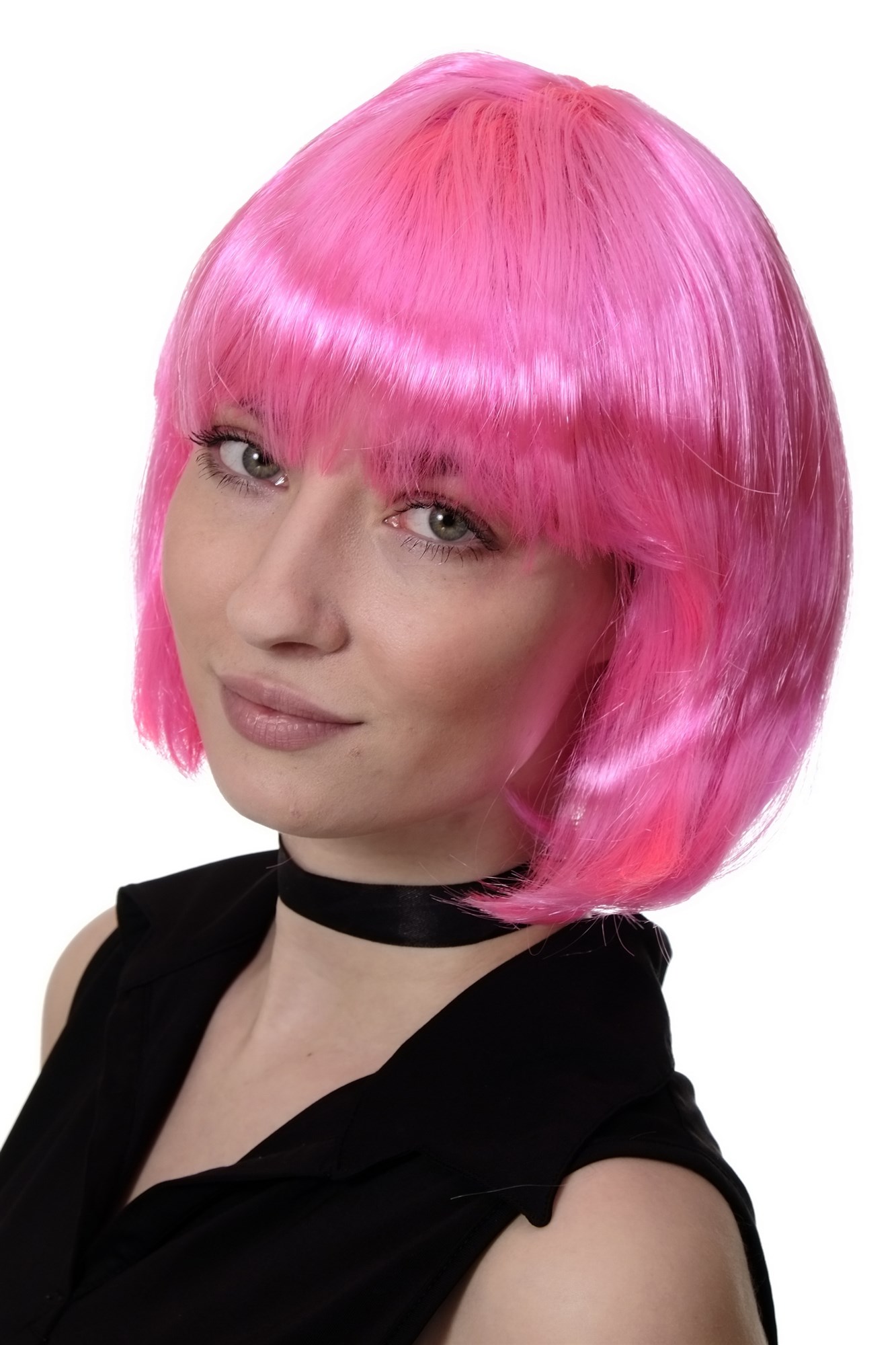 günstige Party Perücke, Sexy Party Perücke Bob Disco Go-Go Burlesque Pink Rosa PW0114-PC5, Ansicht 2, WIG ME UP: Ihr Perücken Online Shop glatte Party Perücke Pink kurze Haare für Damen
