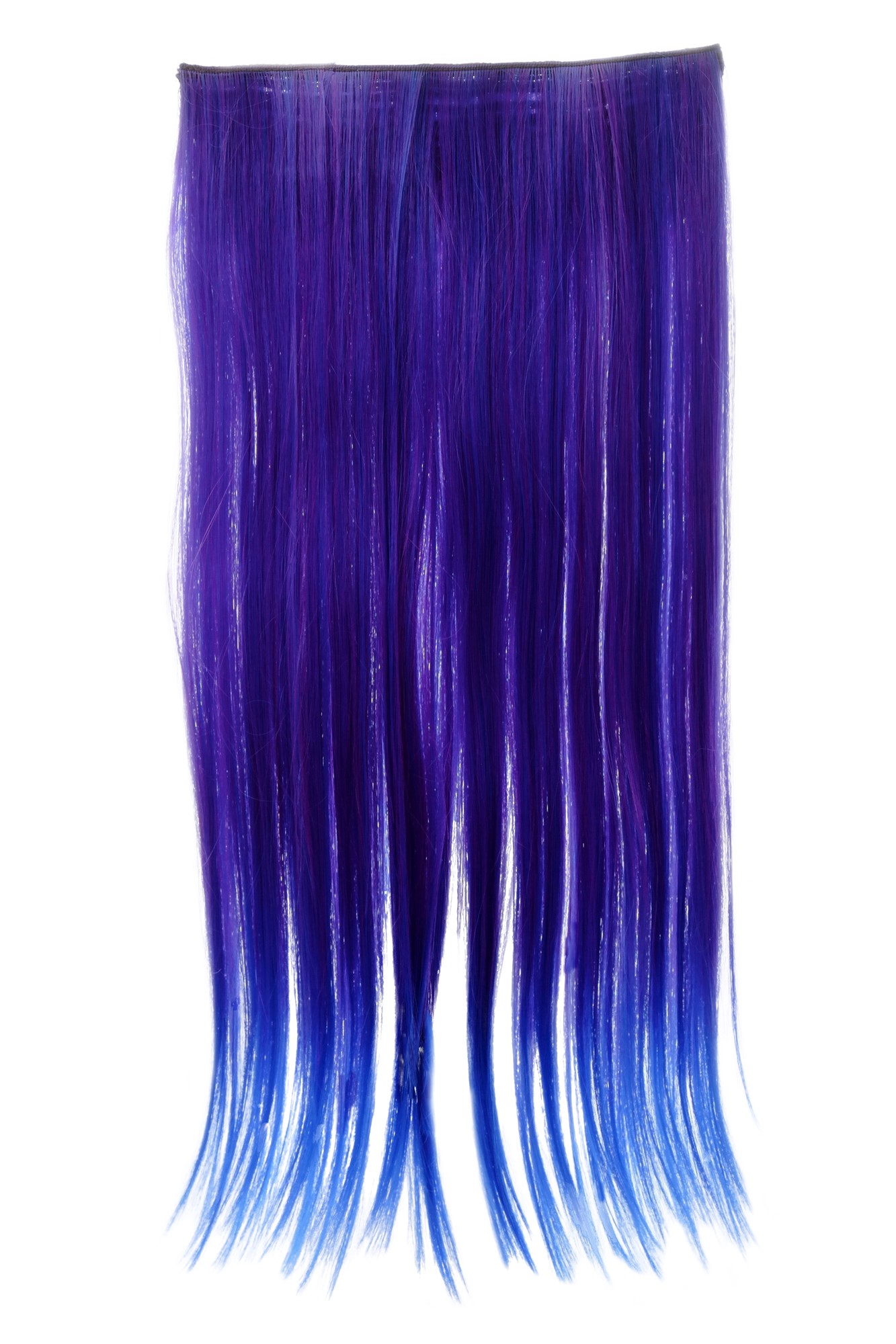 glatte Halbperücke Neonviolett-Neonblau-Mix 60 cm lang