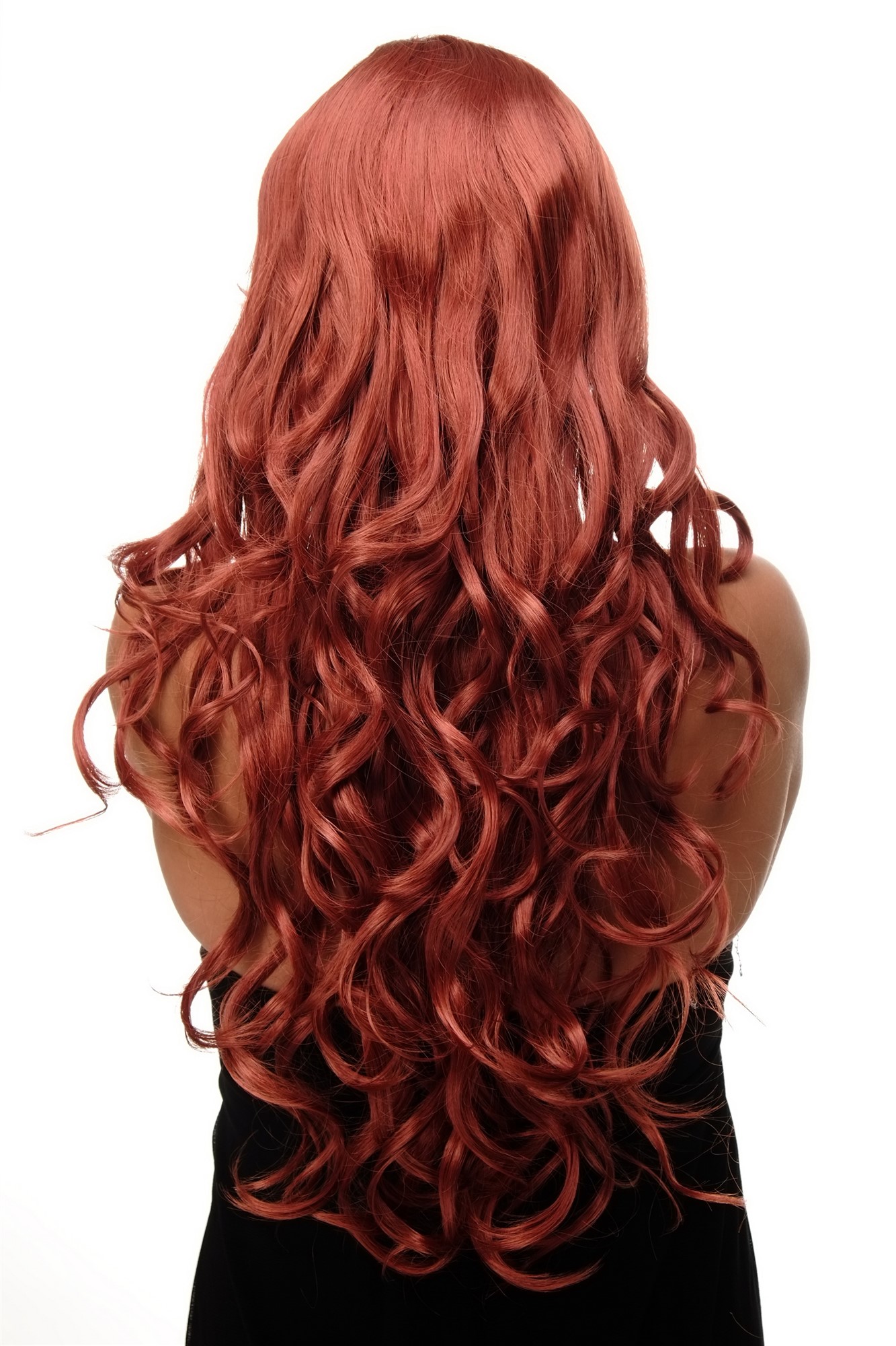 Stunning Lady  Wig very long wavy long fringe (for side parting) dark red darkred 27,5 inch, view 4, WIG ME UP: Your Perücken Online Shop Quality Wigs, Ladies, dark copper red, curled, long
