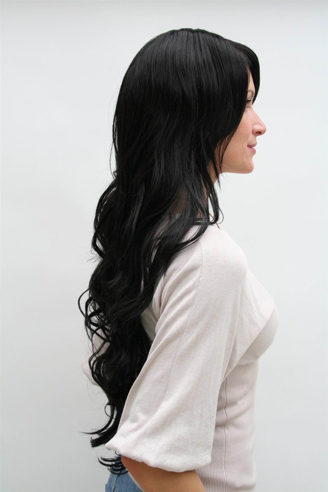 STUNNING Lady  WIG black VERY long (9321L Colour 2), view 4, WIG ME UP: Your Perücken Online Shop Quality Wigs, Ladies, black-brown, wavy, very long