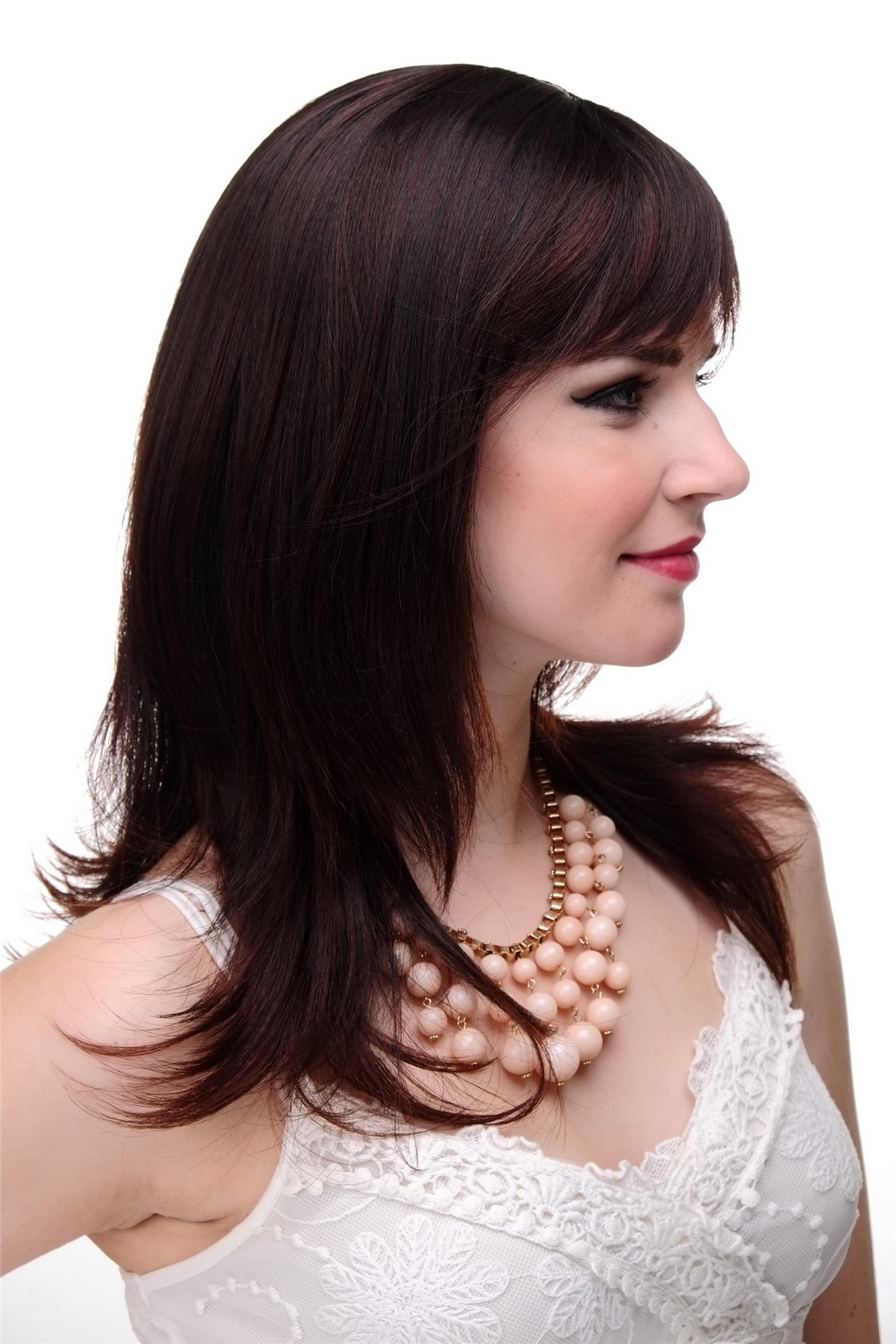 Lady wig medium length fringe parted to side straight layered mahogany mix 3003, view 3, WIG ME UP: Your Perücken Online Shop Quality Wigs, Ladies, black-brown-mahogany brown mix, straight, long