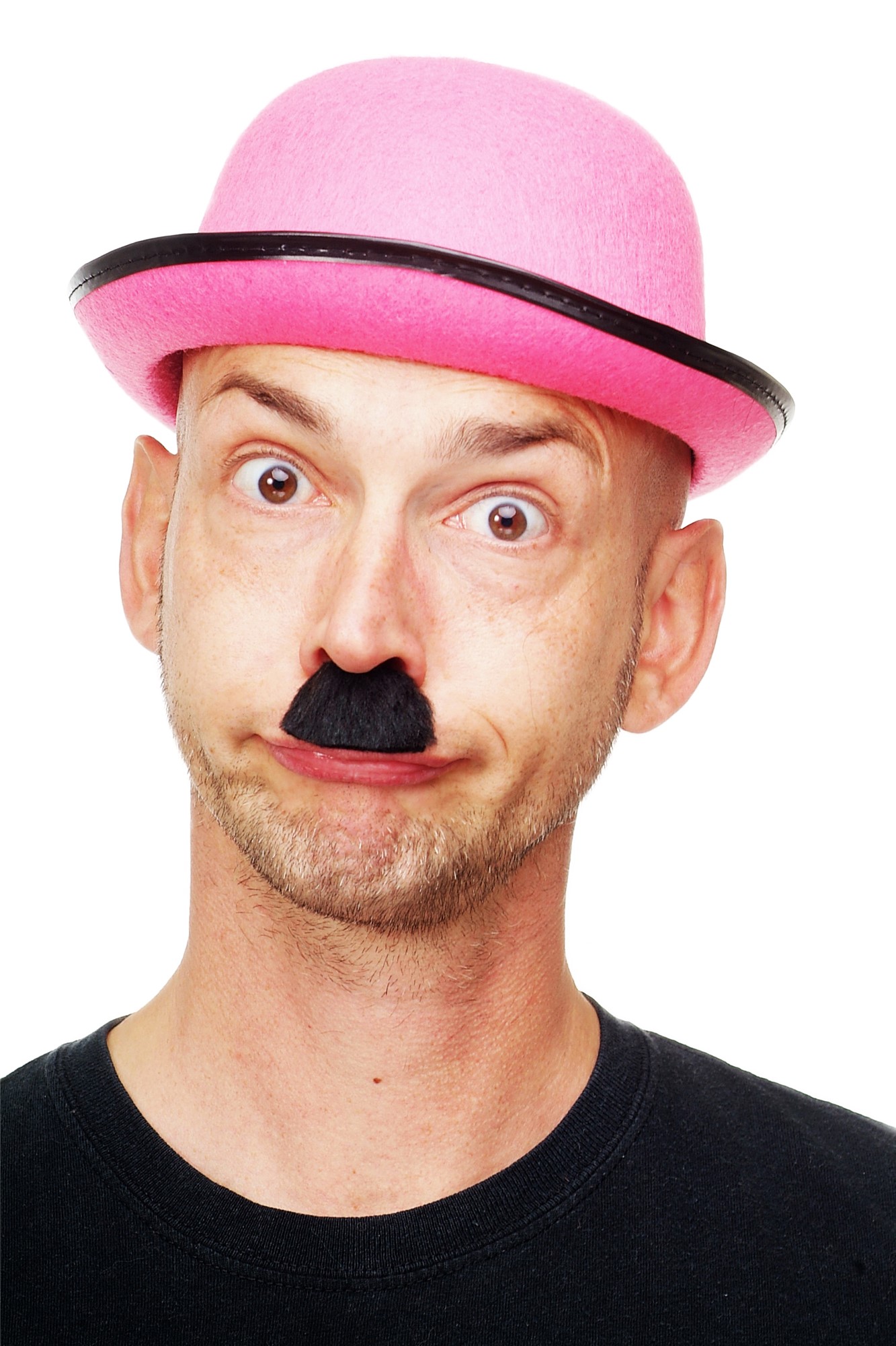 günstige Party Perücke, Bart Schwarz Schnauzer Chaplin Diktator 30er MM-82, Vorderansicht, WIG ME UP: Ihr Perücken Online Shop Bart aus Kunsthaar Schwarz