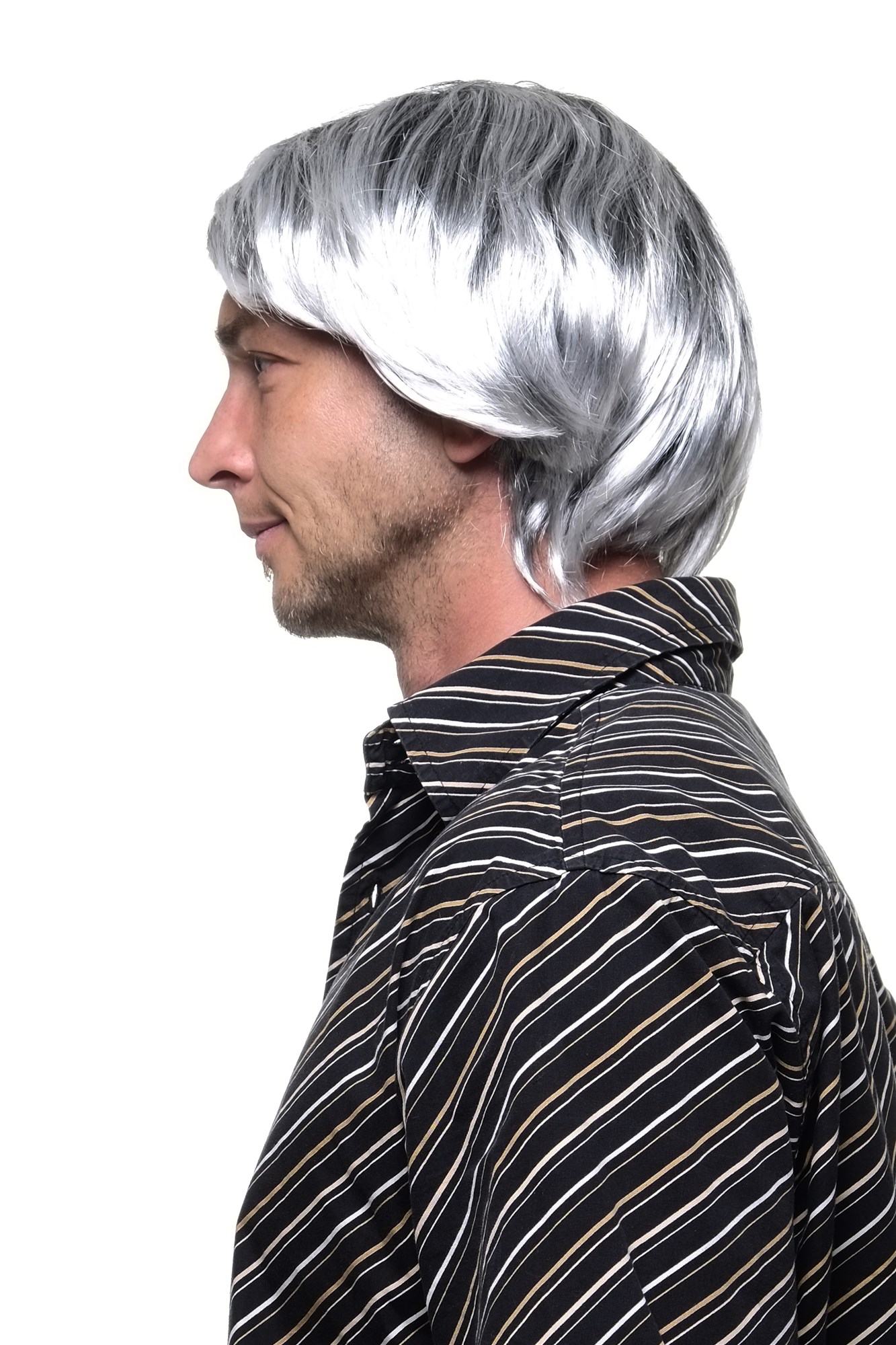 Party wig men women black with strands of silver grey gray playboy Gigolo 68875, view 2, WIG ME UP: Your Perücken Online Shop Party Wig, Men, black-silver-gray mix, straight, short