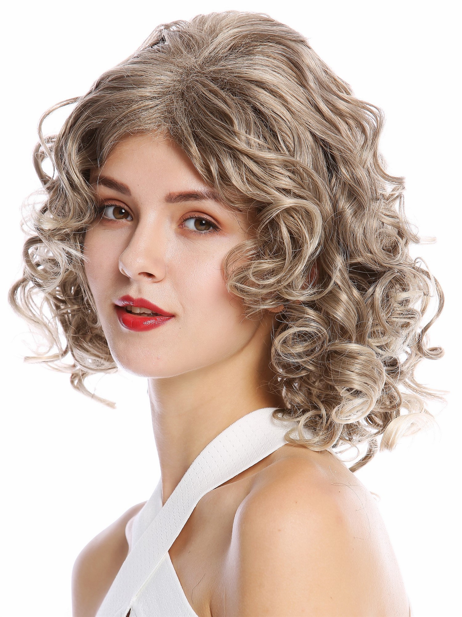 hochwertige Qualitätsperücken, Perücke schulterlang Locken Scheitel Blond Braun Aschblond GFW2128-18T22, Ansicht 3, WIG ME UP: Ihr Perücken Online Shop lockige Tressen-Perücke Braun-Blond-Mix schulterlange Haare für Damen