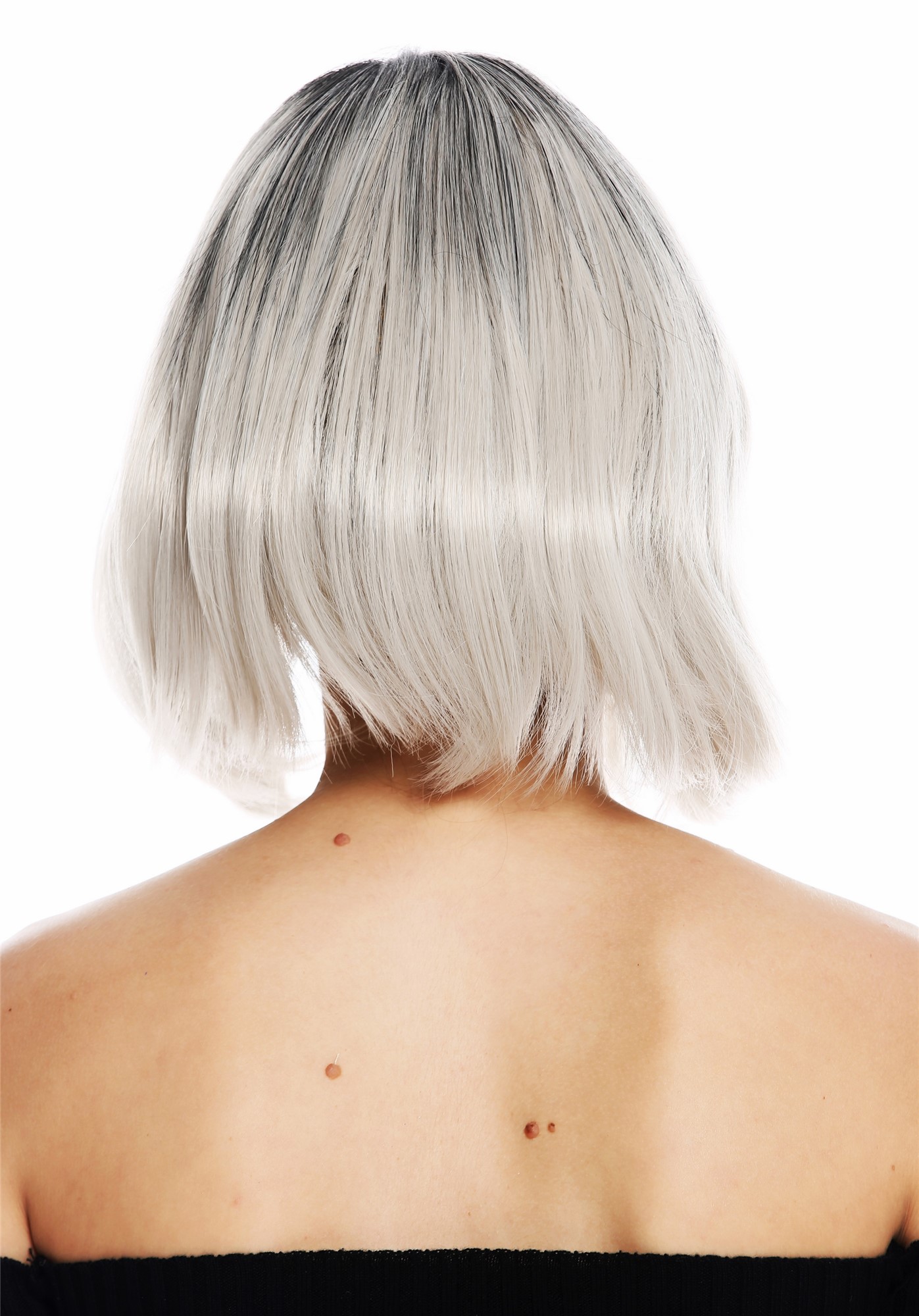 Women's wig short bob long bob middle parting ombre black grey GFW3131A, view 4, WIG ME UP: Your Perücken Online Shop Quality Wigs, Ladies, gray-black mix, straight, short