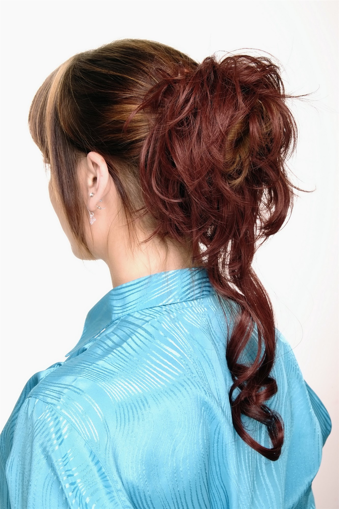 Hair Piece baroque voluminous wild curled scrunchy comb dark auburn YZF-3072HT, view 4, WIG ME UP: Your Perücken Online Shop Ponytails, Red, curled, shoulder-length