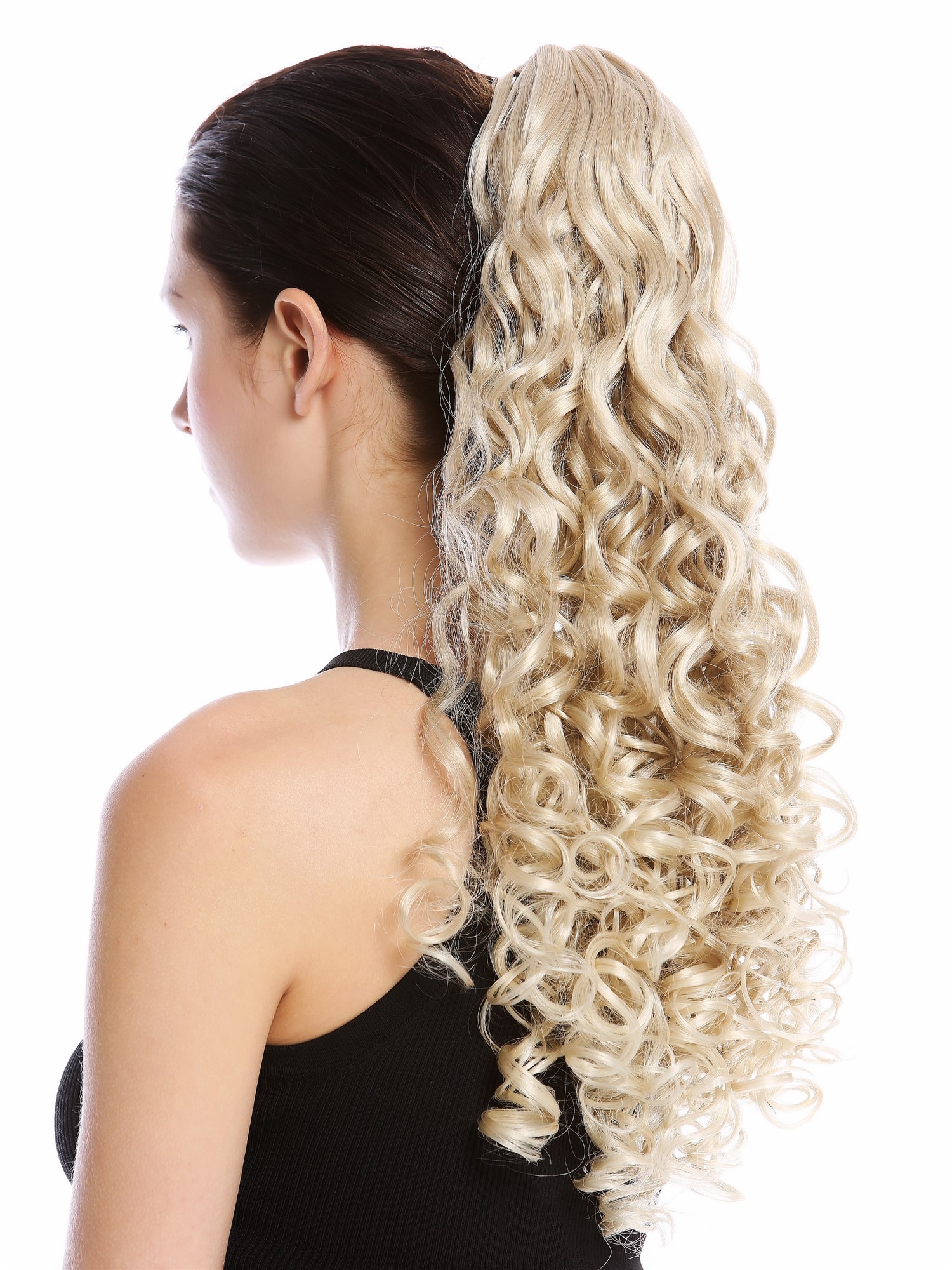 Ponytail very long voluminous curled curls blond with platinum highlights 19AXL, view 2, WIG ME UP: Your Perücken Online Shop Ponytails, blond mix, curled, long