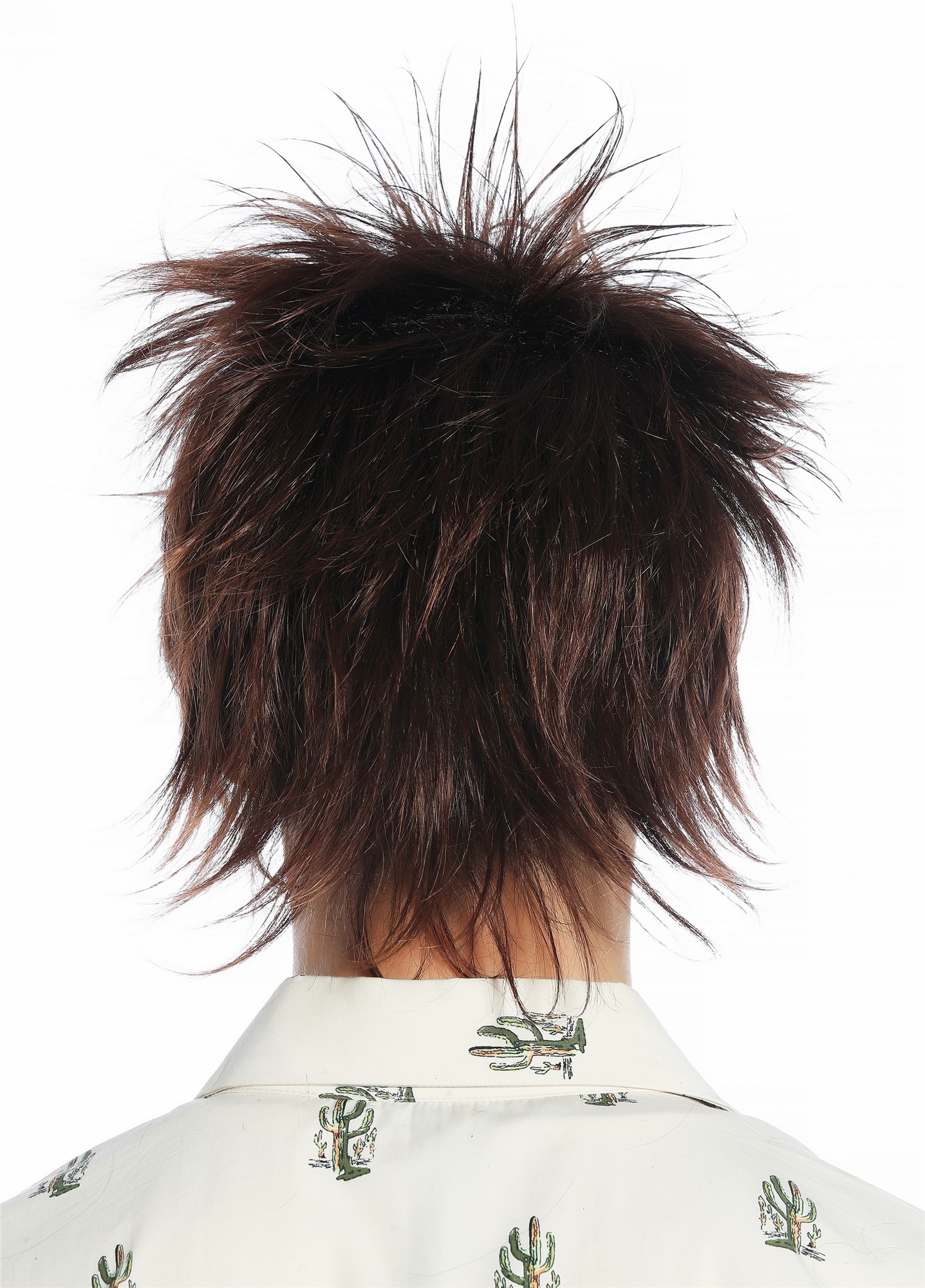 hochwertige Qualitätsperücken, Perücke kurz toupiert wilde Strähnen 80s retro Kastanie Braun Mix M-261-6T30, Ansicht 5, WIG ME UP: Ihr Perücken Online Shop glatte Tressen-Perücke Kastaniebraun mit Kupfersträhnen kurze Haare für Unisex