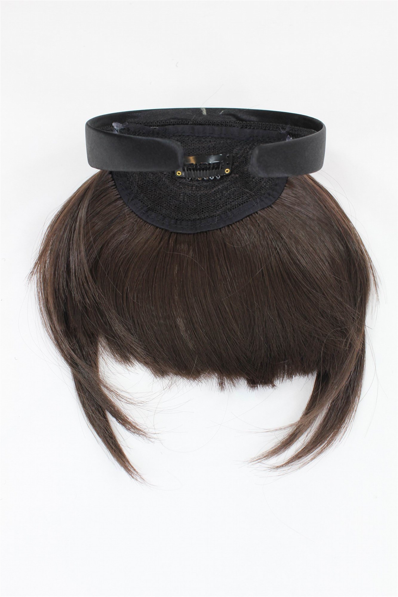 Hair Piece Clip in Bangs Fringe hair circlet long framing strands brown HA071T, view 4, WIG ME UP: Your Perücken Online Shop Clip-In Bang, Brown, straight, short