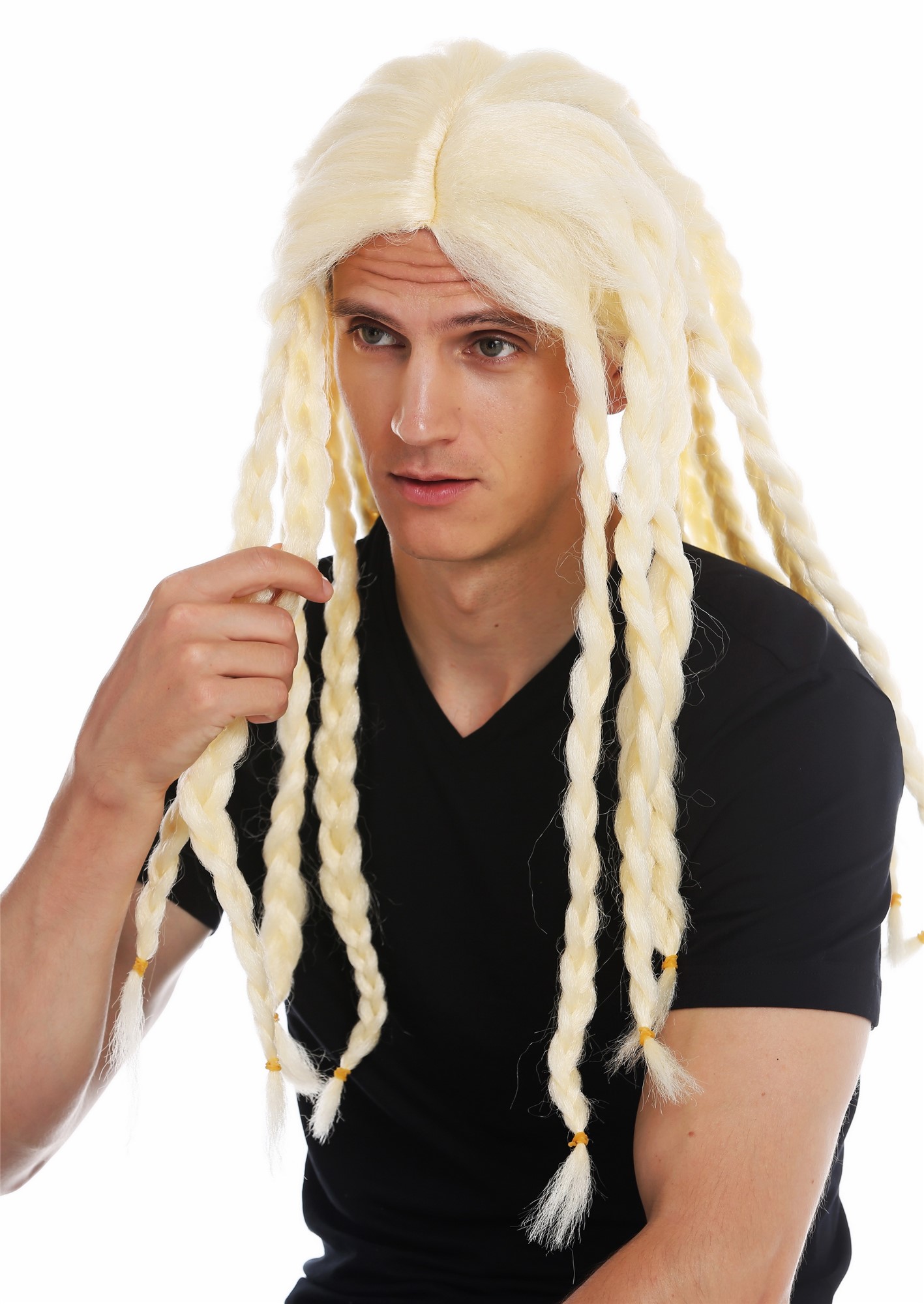 Wig carnival Halloween men women long plaited braid blonde viking 68286, view 3, WIG ME UP: Your Perücken Online Shop Party Wig, Unisex, light blonde, Braided, long