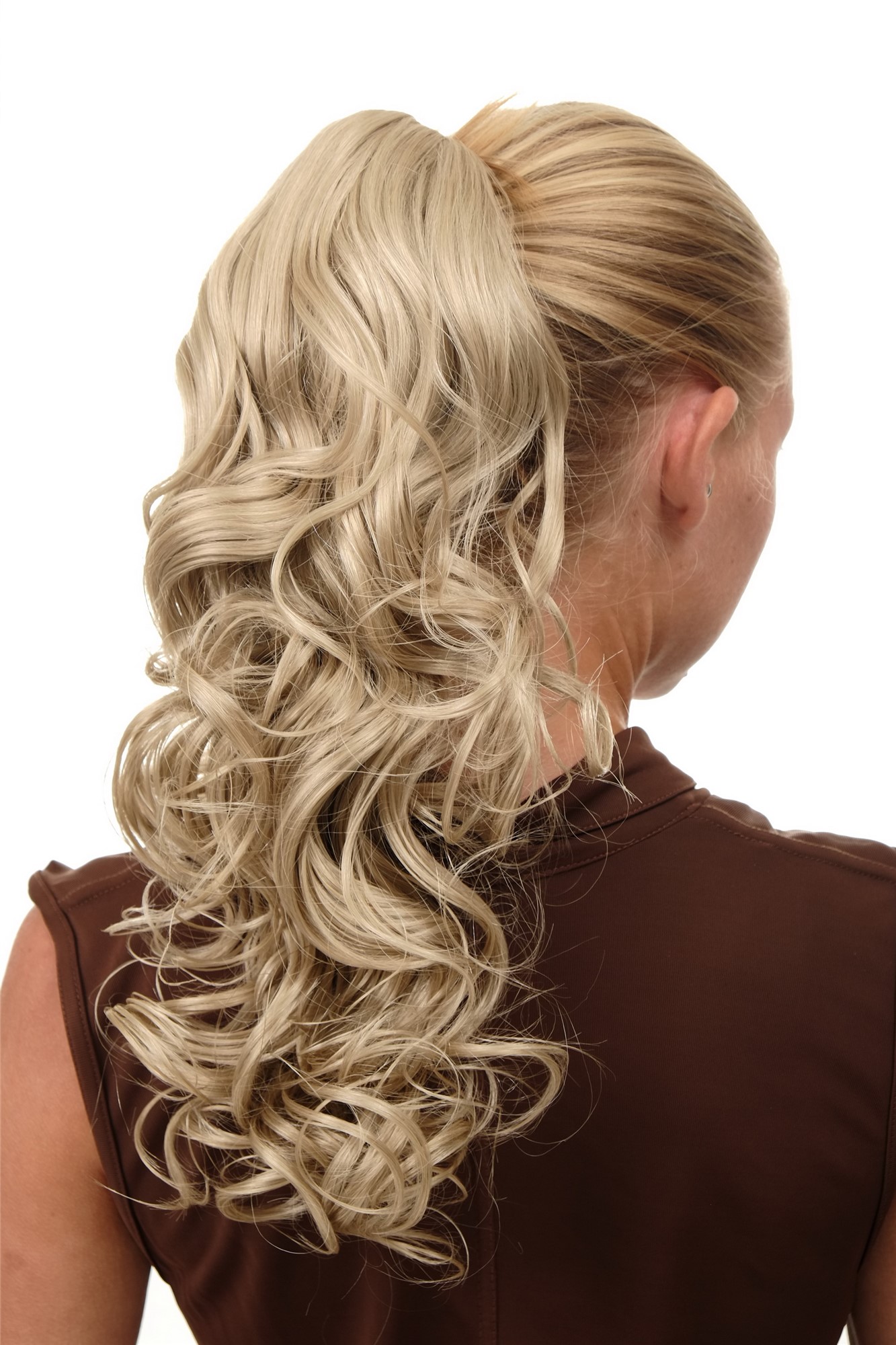 Ponytail Hairpiece Extension Clamp curly voluminous long bright blond SA080, view 3, WIG ME UP: Your Perücken Online Shop Ponytails, Blonde, curled, shoulder-length