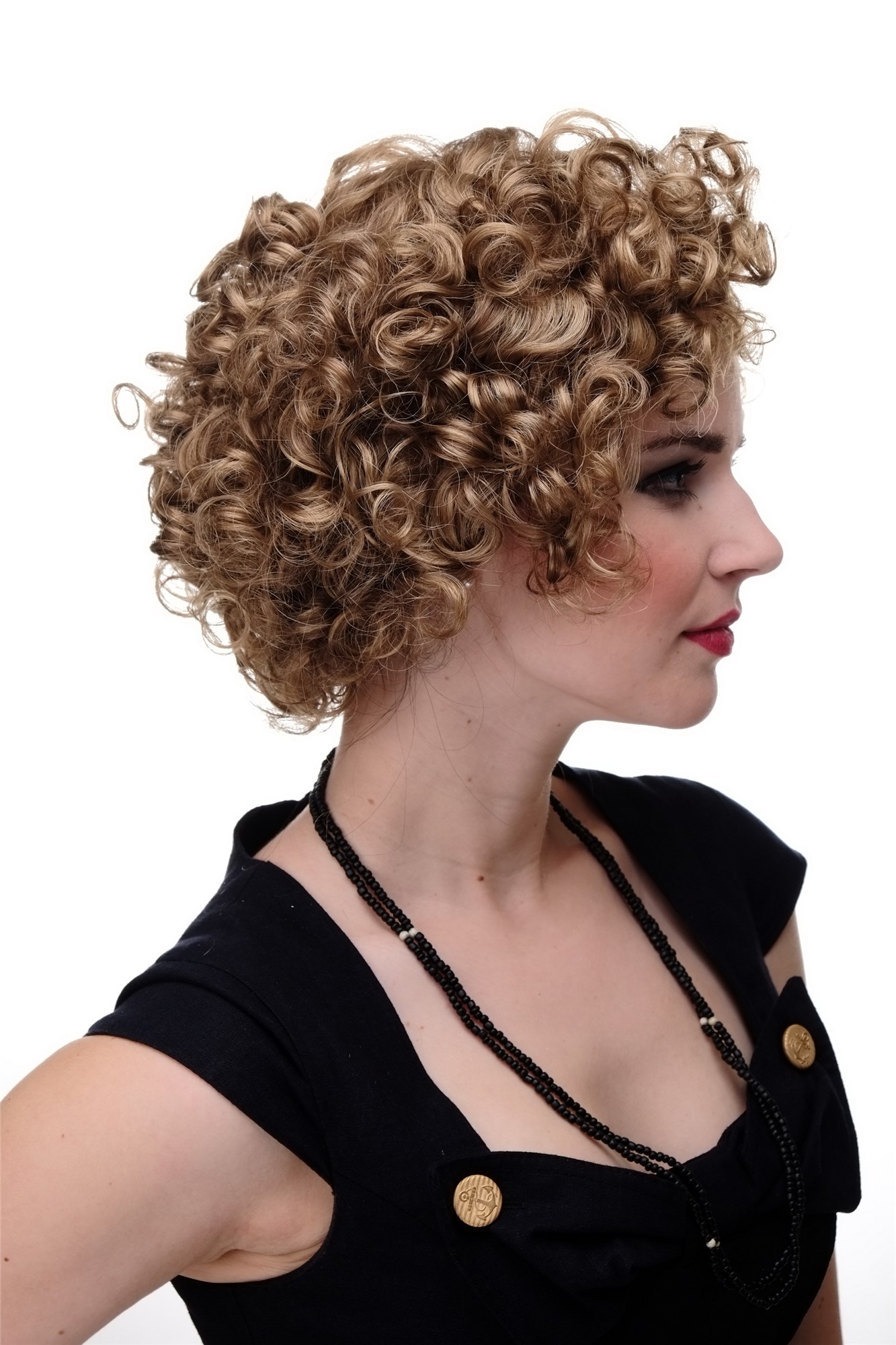 hochwertige Qualitätsperücken, Perücke Kurz Locken Blond 80er GF-W2182-15H12, Ansicht 3, WIG ME UP: Ihr Perücken Online Shop lockige Tressen-Perücke Hellblond-Mittelbraun-Mix kurze Haare für Damen