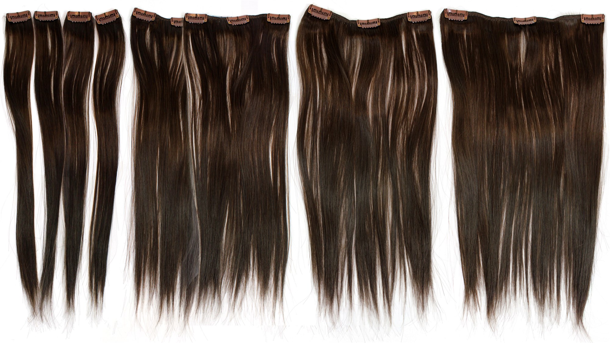 Extensions, light blonde, straight, shoulder-length