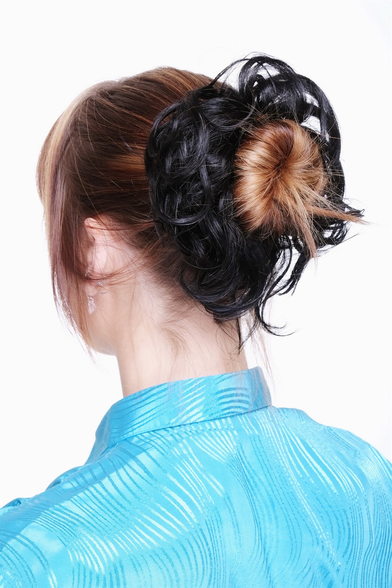 Scrunchie lockig Schwarzbraun 17 cm