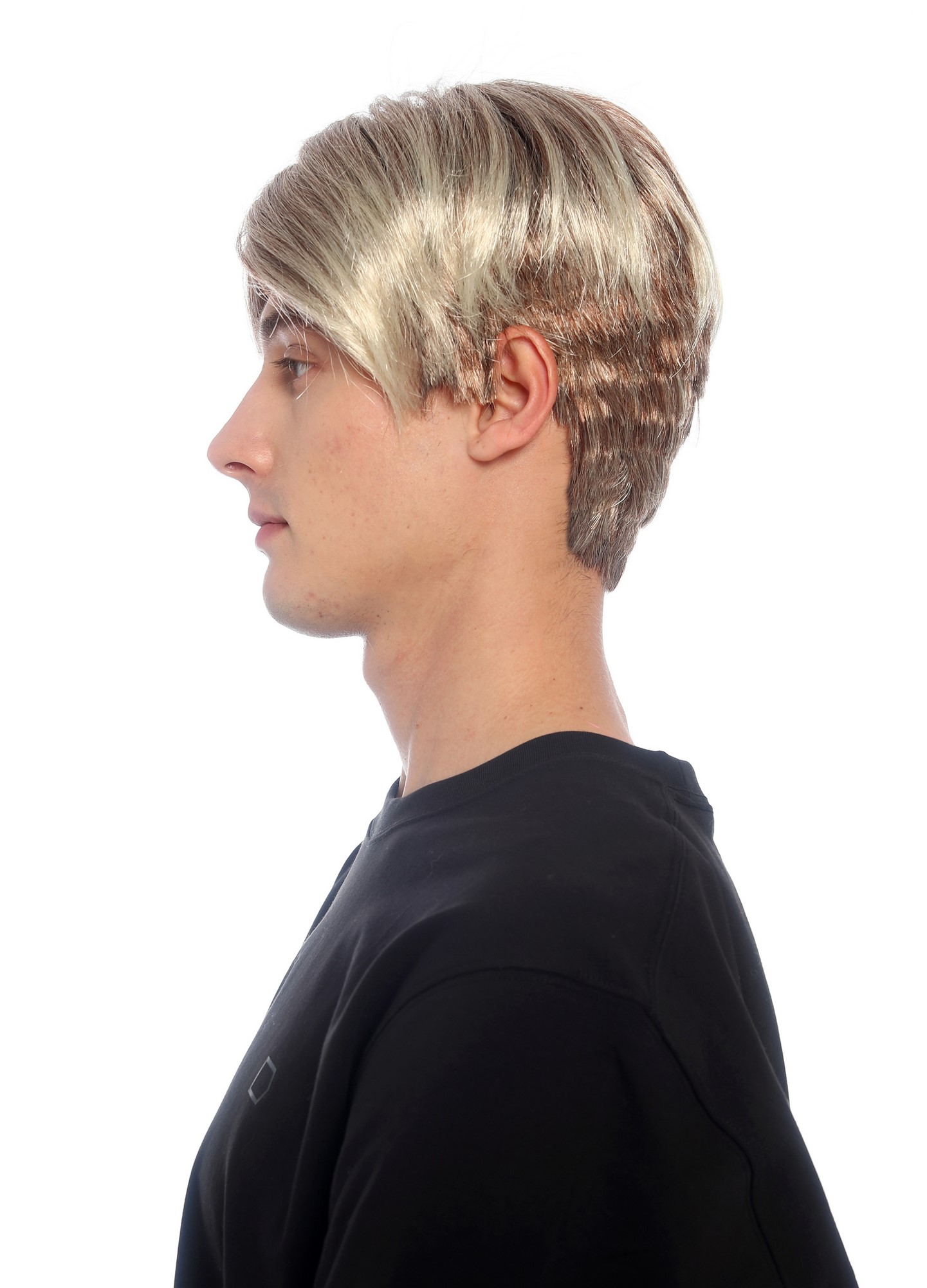 glatte Party-Perücke Rostbraun-Blond mit hellen auslaufenden Strähnen 25 cm lange Perücke für Unisex