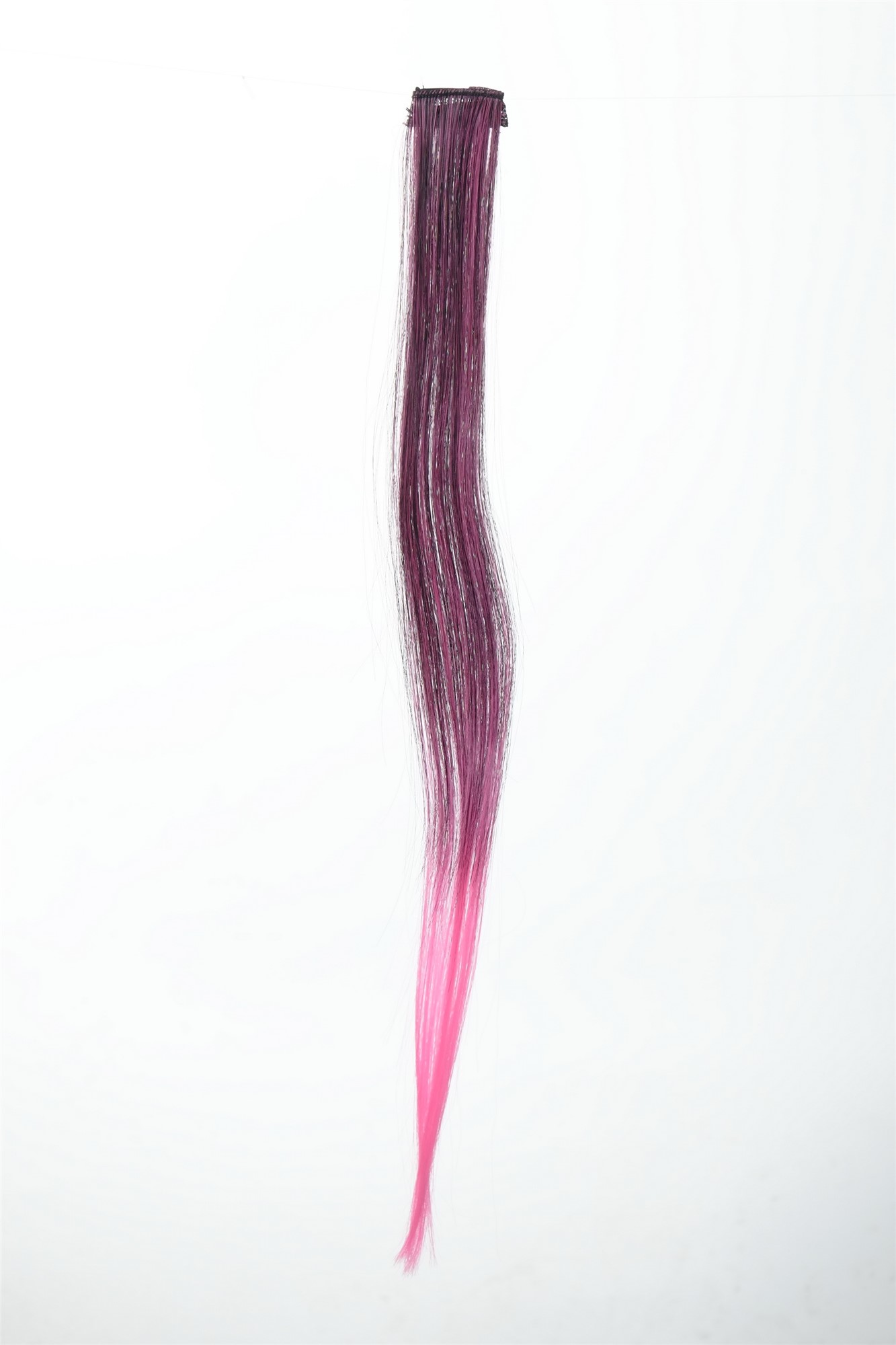 glatte Extensions Samtschwarz-Neonrosa-Mix 45 cm lang