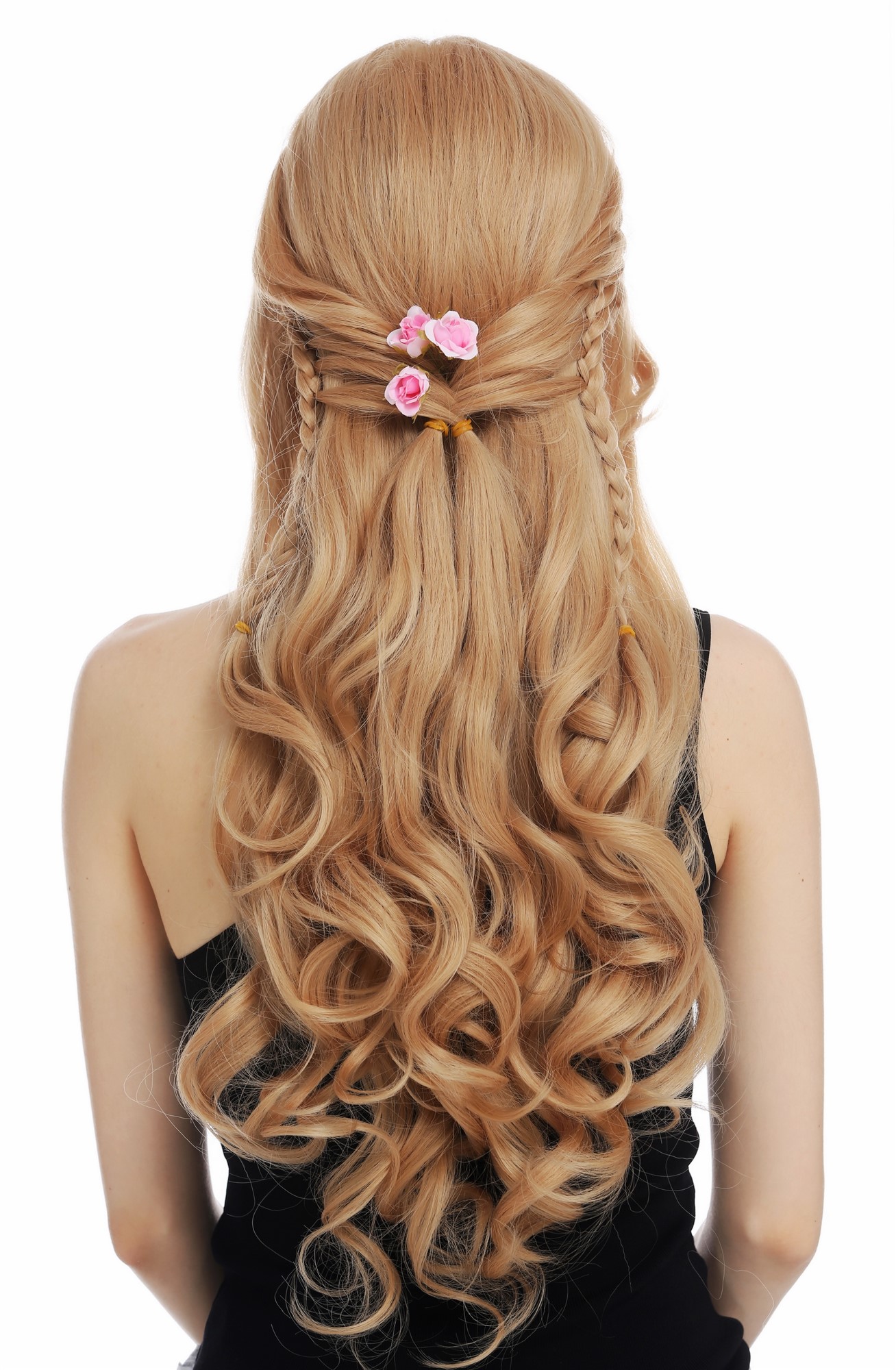 geflochtene Tressen-Perücke mit Front-Lace Strohblond lange Haare für Damen