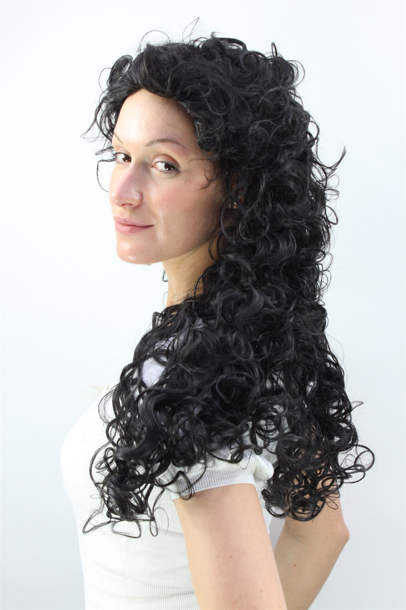 Lady wig women off black long curley curls curled latin Caribbean beauty 9229, view 2, WIG ME UP: Your Perücken Online Shop Quality Wigs, Unisex, black-brown, curled, long