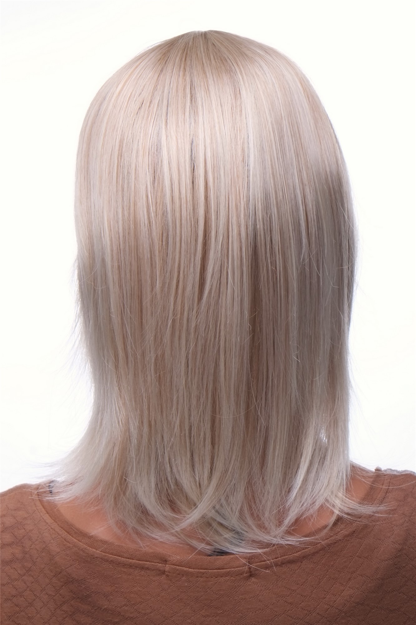 glatte Tressen-Perücke mit Kopfhaut-Imitat Erdbeerblond und Platinblond schulterlange Haare für Damen
