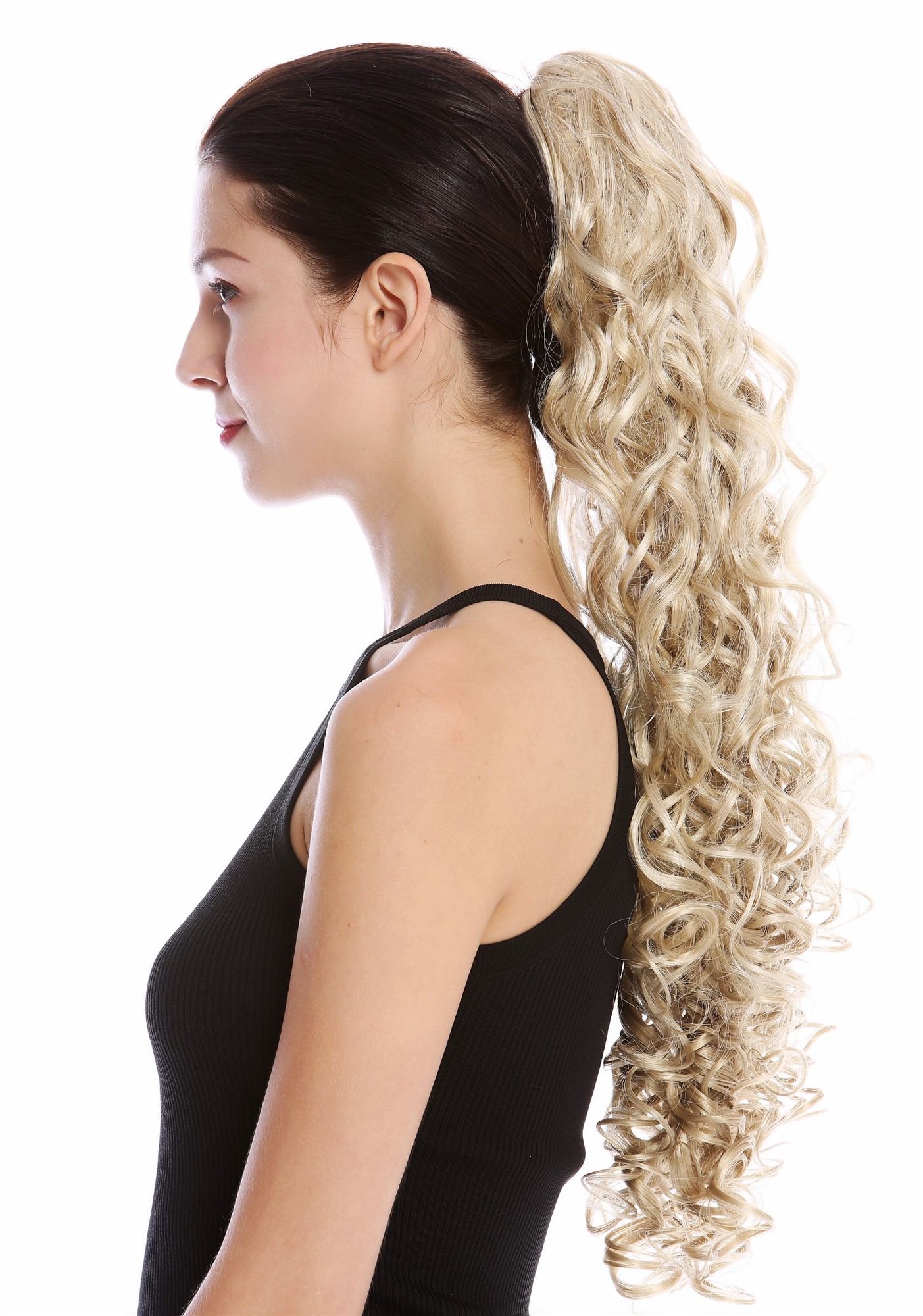 Ponytail Combs & Clamp very long voluminous curled blonde platinum mix MKB-21, view 3, WIG ME UP: Your Perücken Online Shop Ponytails, blond mix, wavy, long