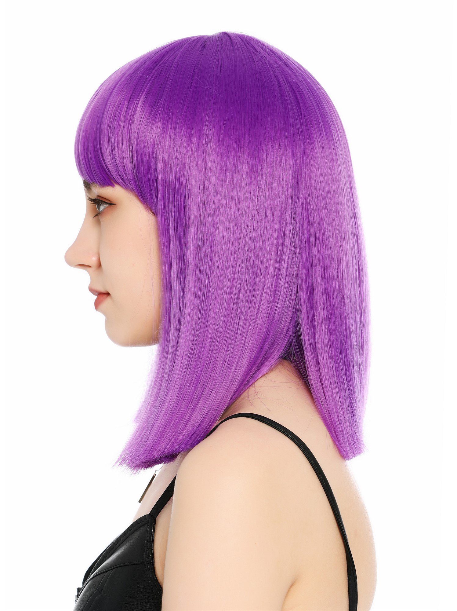 Damenperücke schulterlang glatt breiter Pony Disco Lila SZL1498-DHT2411
