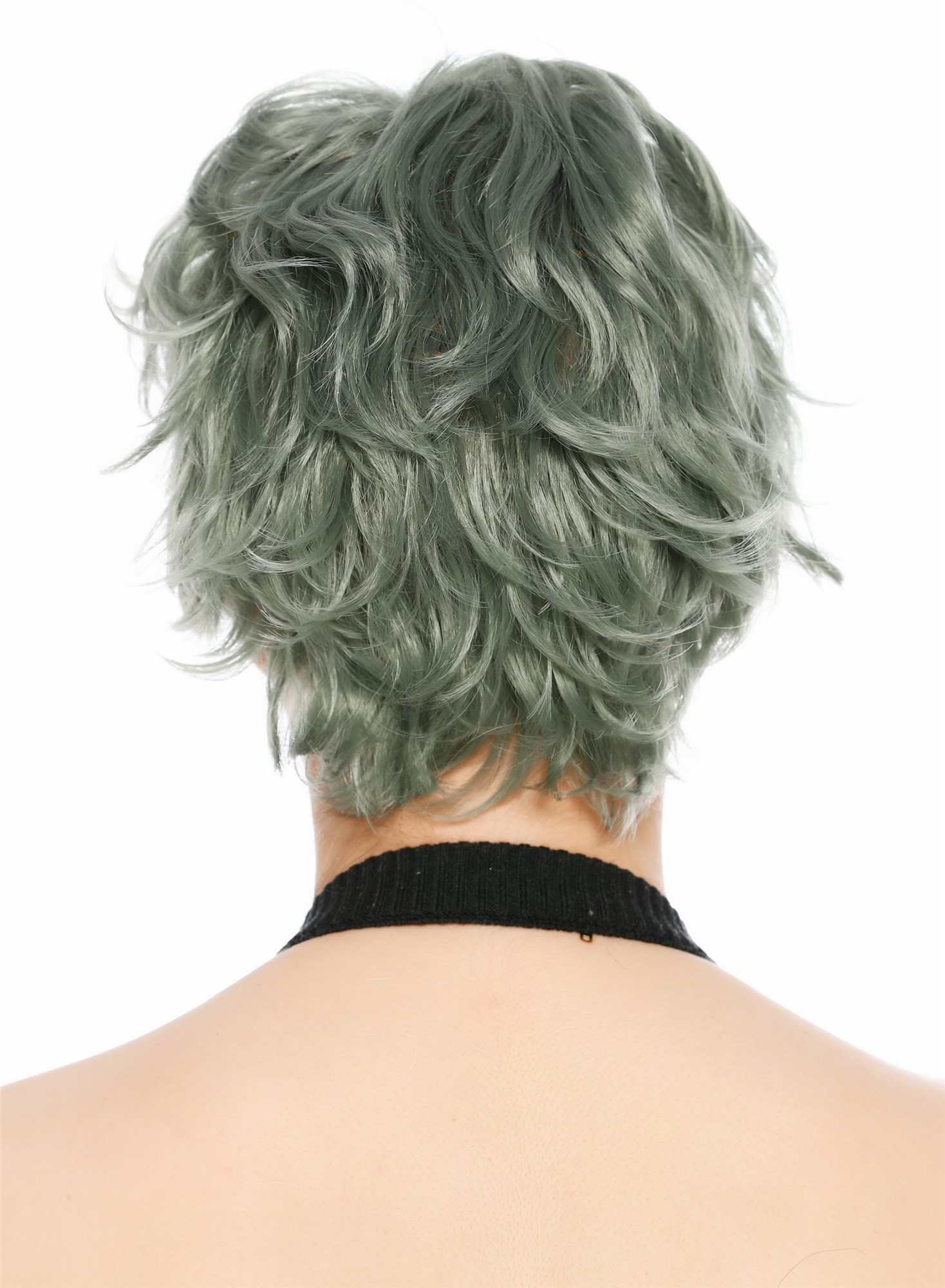 Perücke Damen kurz wild wellig struppig Pixie Grün Hellgrün VK-68-T5904