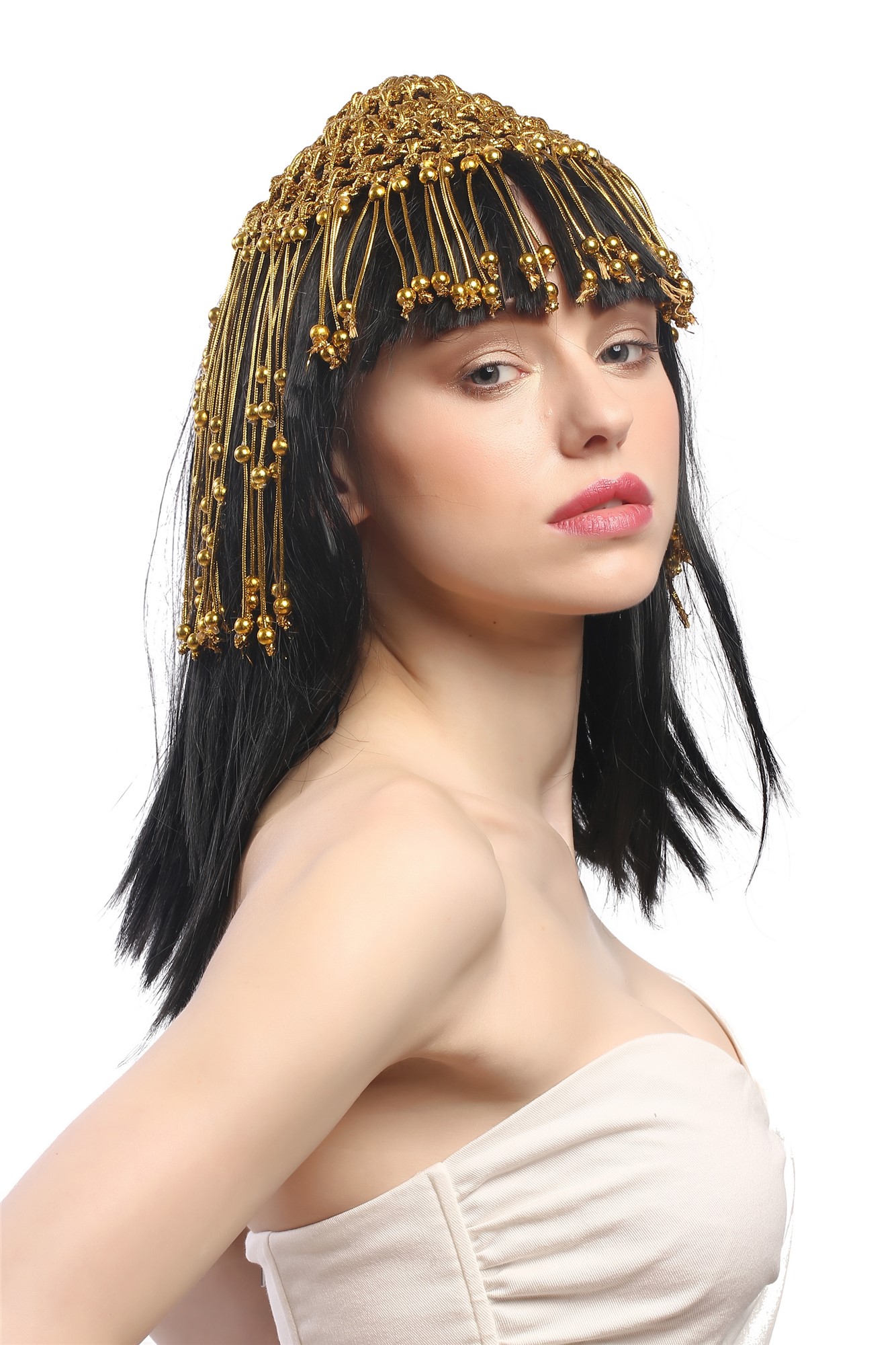 günstige Party Perücke, Perücke & Schmuck Cleopatra 1001 Nacht Schwarz 60264-P103, Ansicht 4, WIG ME UP: Ihr Perücken Online Shop glatte Party Perücke Schwarz schulterlange Haare für Damen