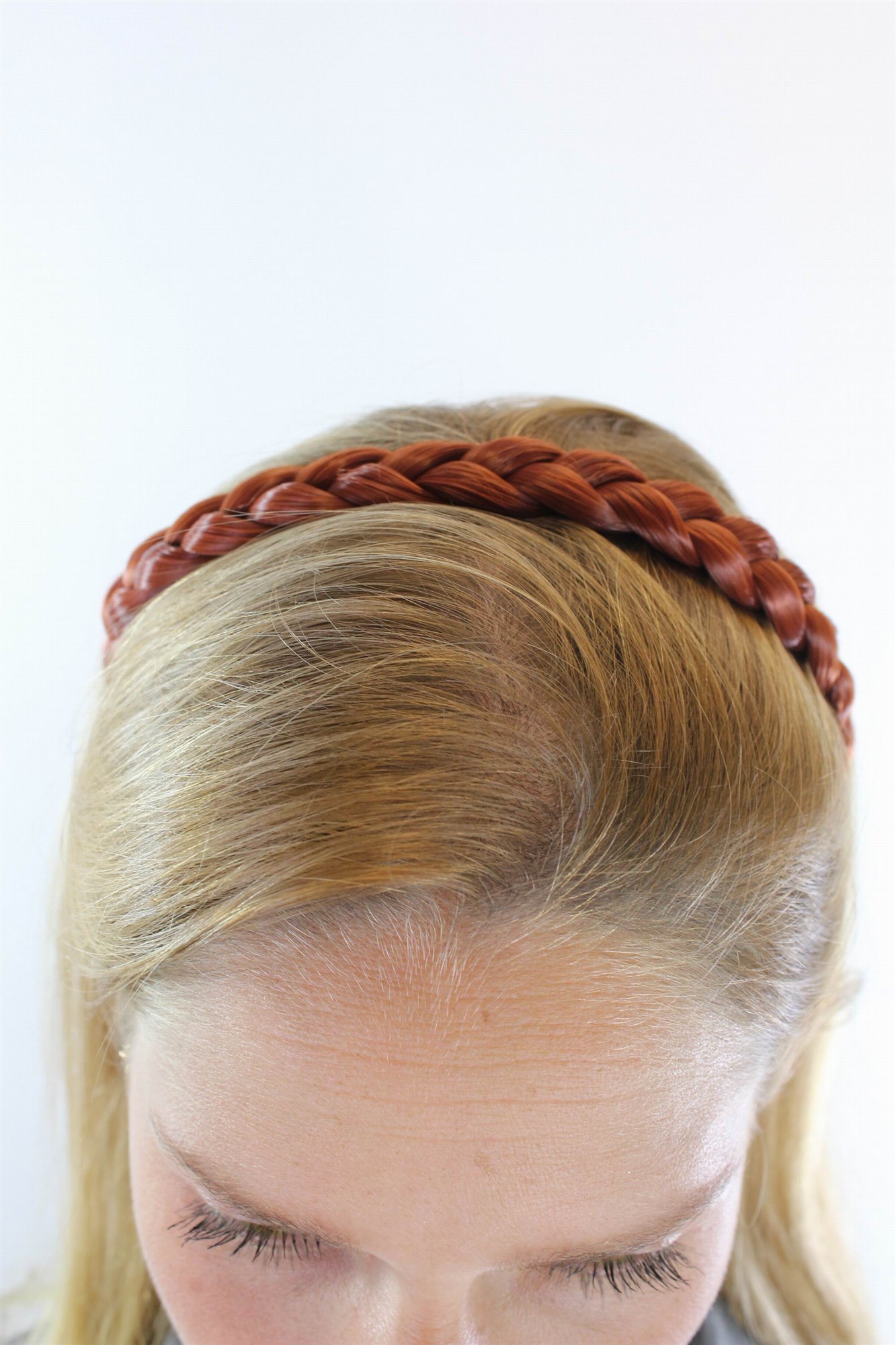 Hair Circlets, Titian Red, Braided, shoulder-length