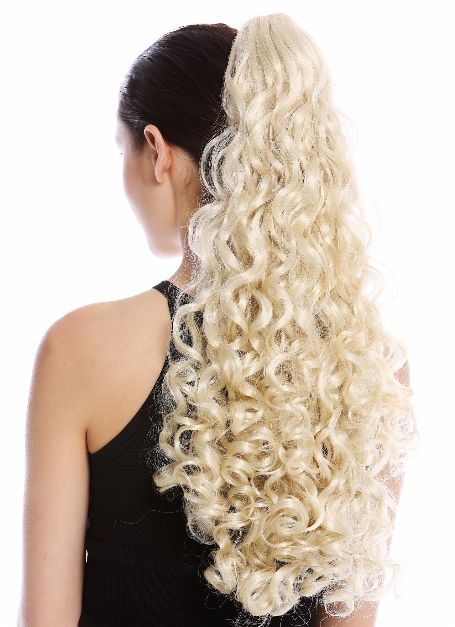 Ponytail Hairpiece very long voluminous curled curls bright blonde 9563B-V, front view, WIG ME UP: Your Perücken Online Shop Ponytails, light blonde, wavy, long