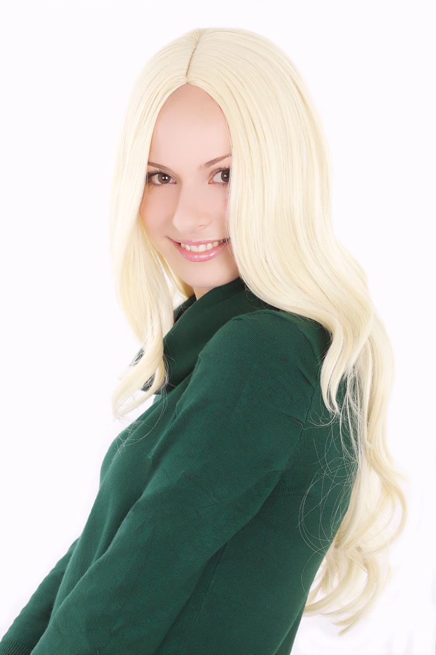 hochwertige Qualitätsperücken, Frauen Perücke hellblond Mittelscheitel langes glattes Haar 3256-KB88, Ansicht 3, WIG ME UP: Ihr Perücken Online Shop wellige Tressen-Perücke mit Kopfhaut-Imitat Blond lange Haare für Damen