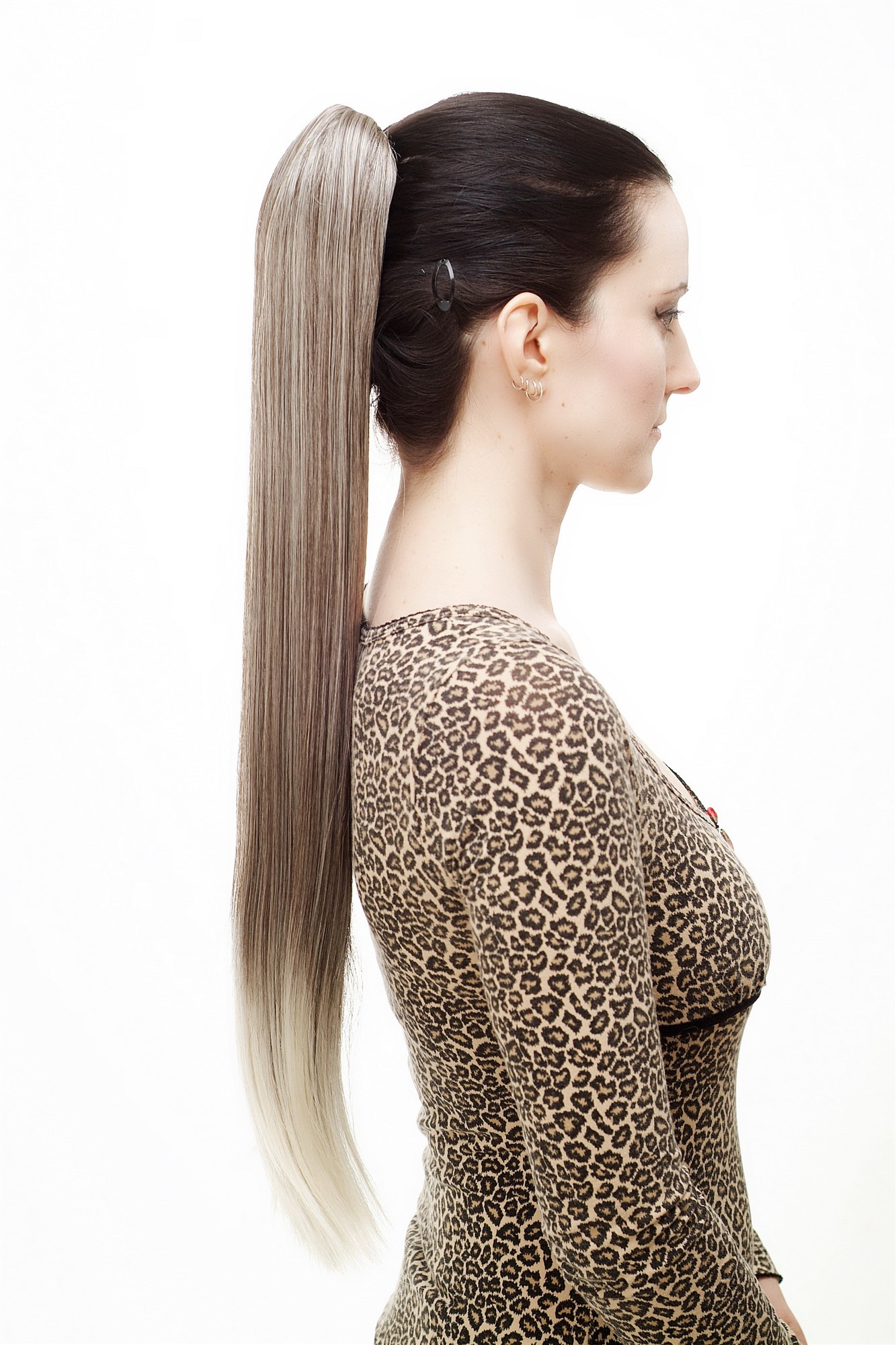 hochwertiges Haarteil Zopf mit Butterfly-Clip sehr lang glatt Braun-Blond-Mix T113-6T613, Ansicht 4, WIG ME UP: Ihr Perücken Online Shop glattes Zopf-Haarteil Braun-Blond-Mix 70 cm lang