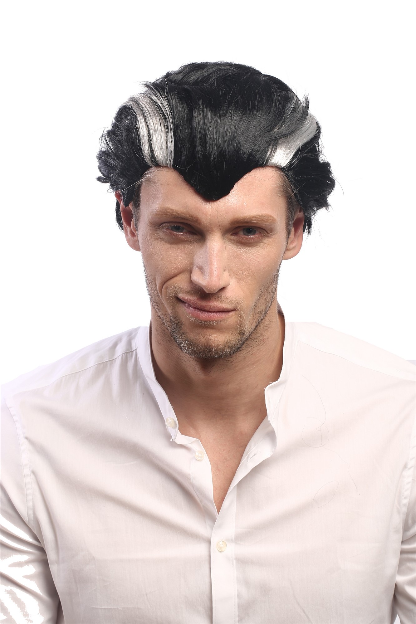 XH-820-ZA103-ZA68A Men Party Wig Halloween short black & grey streaked Vampire Count Dracula, view 4, WIG ME UP: Your Perücken Online Shop Party Wig, Men, Black, straight, short