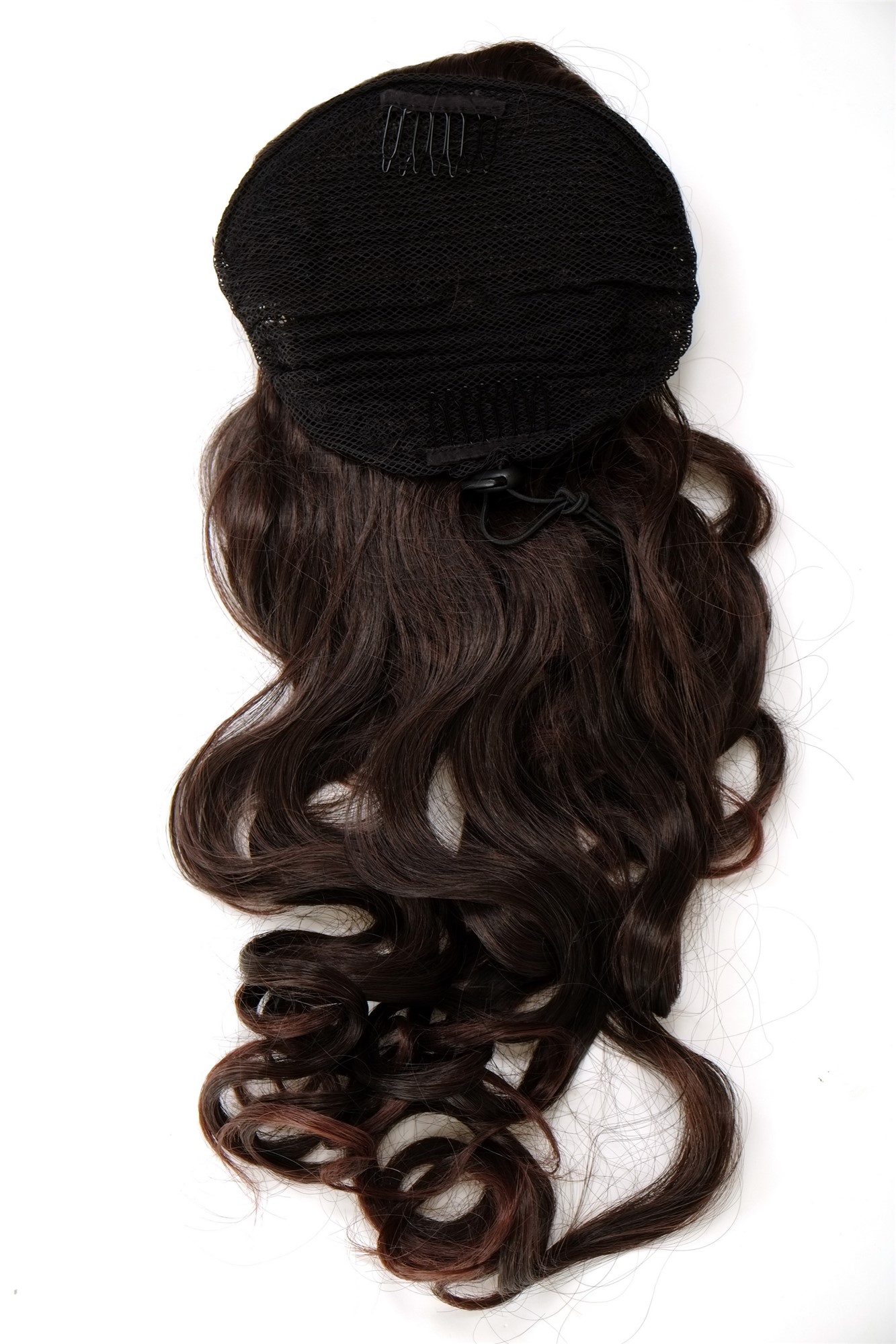Ponytails, black-brown mix, curled, long