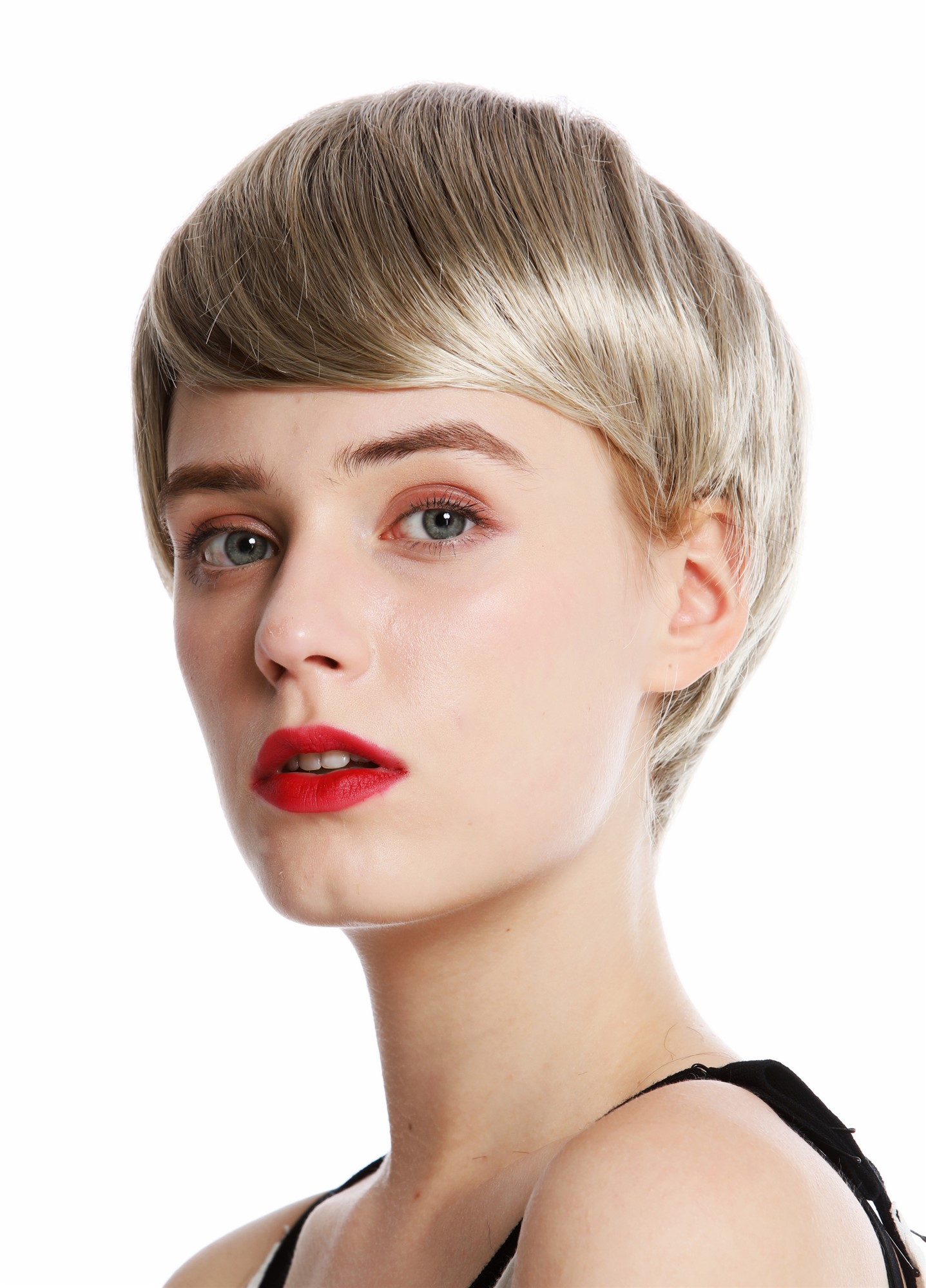 hochwertige Qualitätsperücken, Perücke kurz burschikos Hellbraun Blond Gesträhnt VK-32-18T22, Vorderansicht, WIG ME UP: Ihr Perücken Online Shop glatte Tressen-Perücke Braun-Blond-Mix kurze Haare für Damen