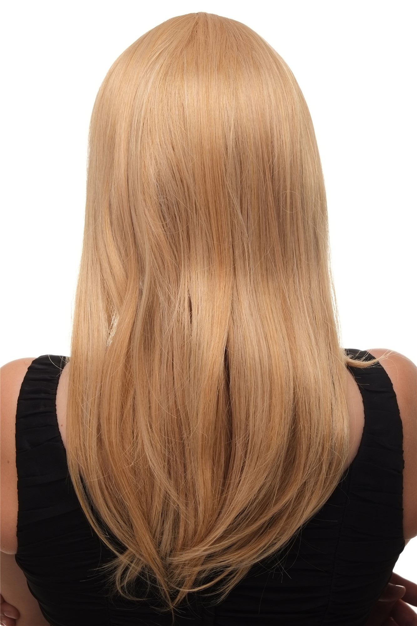 hochwertige Qualitätsperücken, Blonde Perücke mit schickem Pony und glatten Haaren 6310-611B, Ansicht 4, WIG ME UP: Ihr Perücken Online Shop glatte Tressen-Perücke mit Kopfhaut-Imitat Blond lange Haare für Damen