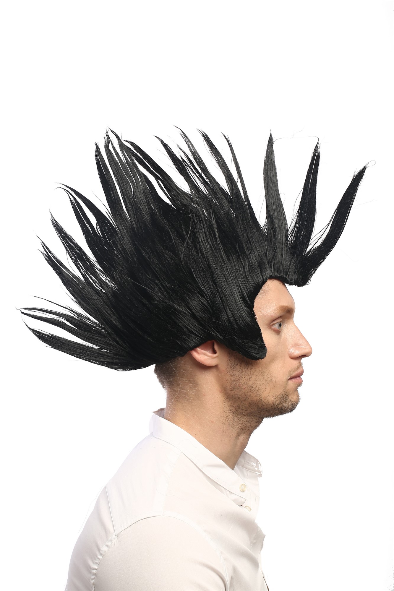 Party Wig Halloween Men Man black spikey Mohawk Punk Rockabilly sideburns 2625, view 3, WIG ME UP: Your Perücken Online Shop Party Wig, Men, Black, straight, shoulder-length