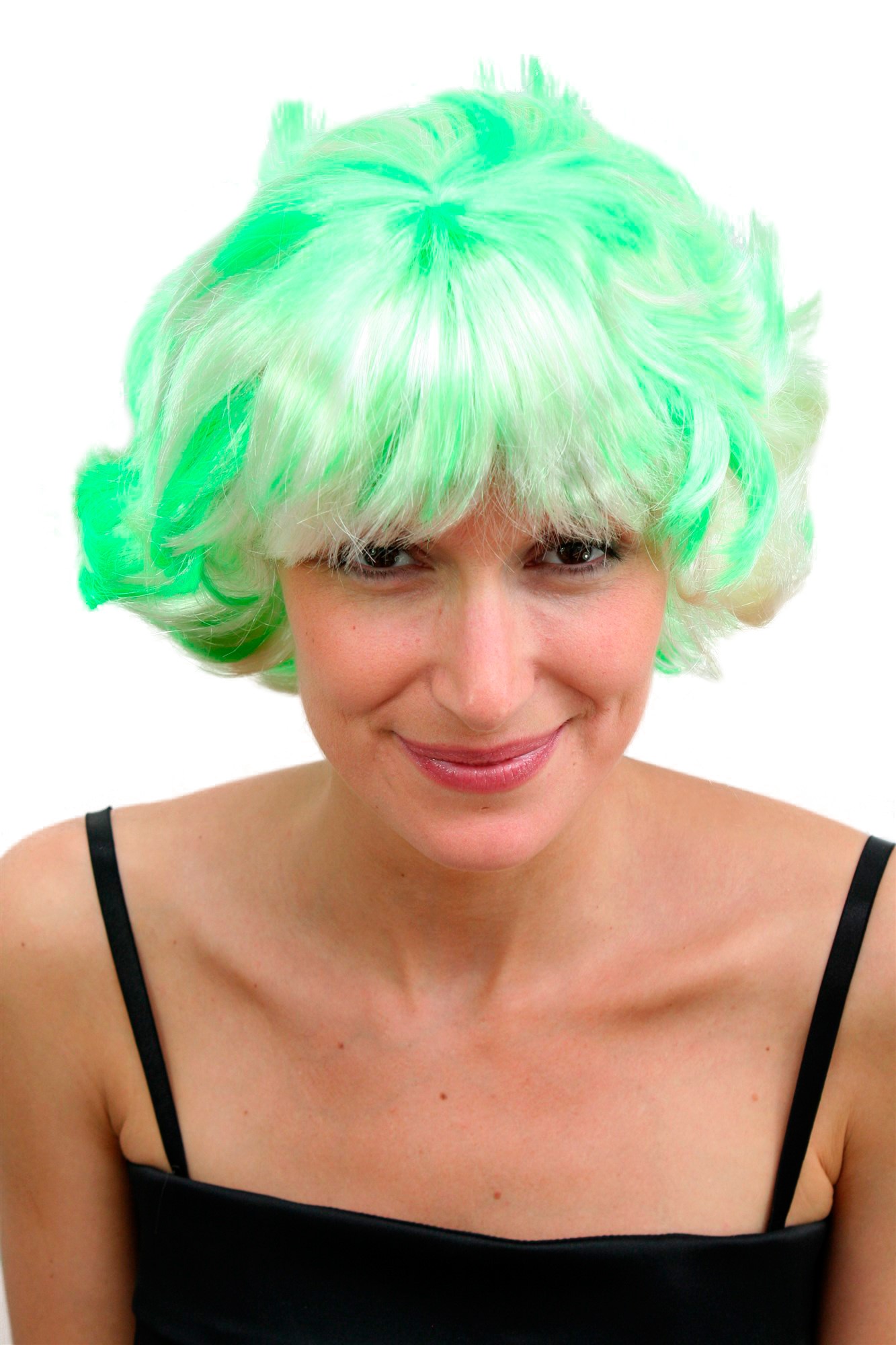 günstige Party Perücke, Perücke Fasching Neon Blond lm-475, Vorderansicht, WIG ME UP: Ihr Perücken Online Shop wellige Party Perücke Hellblond kurze Haare für Damen