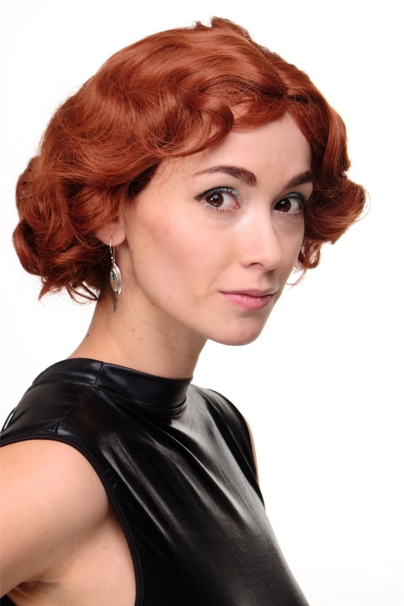 Lady  Wig Short Bob 20s 30s Twenties Movie Star Diva Charleston Swing Style Wave Copper Red, view 2, WIG ME UP: Your Perücken Online Shop Quality Wigs, Ladies, copper, wavy, short