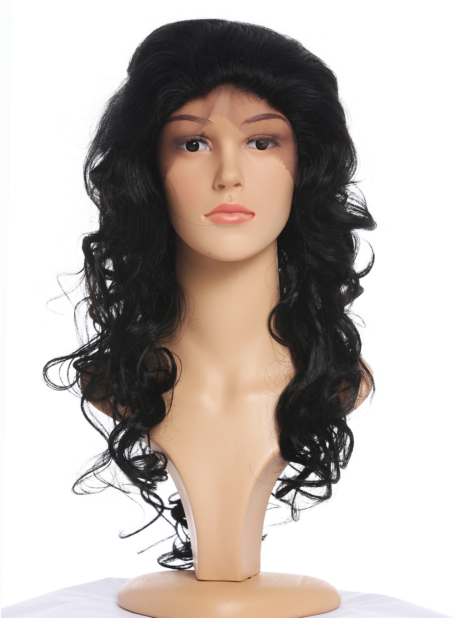 hochwertige Qualitätsperücken, Perücke Lace-Front lang voluminös lockig Locken Schwarz TYM-1409-LF-1, Ansicht 8, WIG ME UP: Ihr Perücken Online Shop lockige Tressen-Perücke mit Front-Lace Schwarz lange Haare für Damen