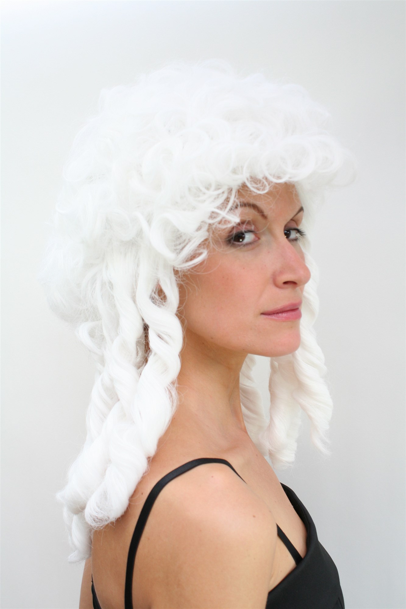 Party Wig, Unisex, White, curled, shoulder-length