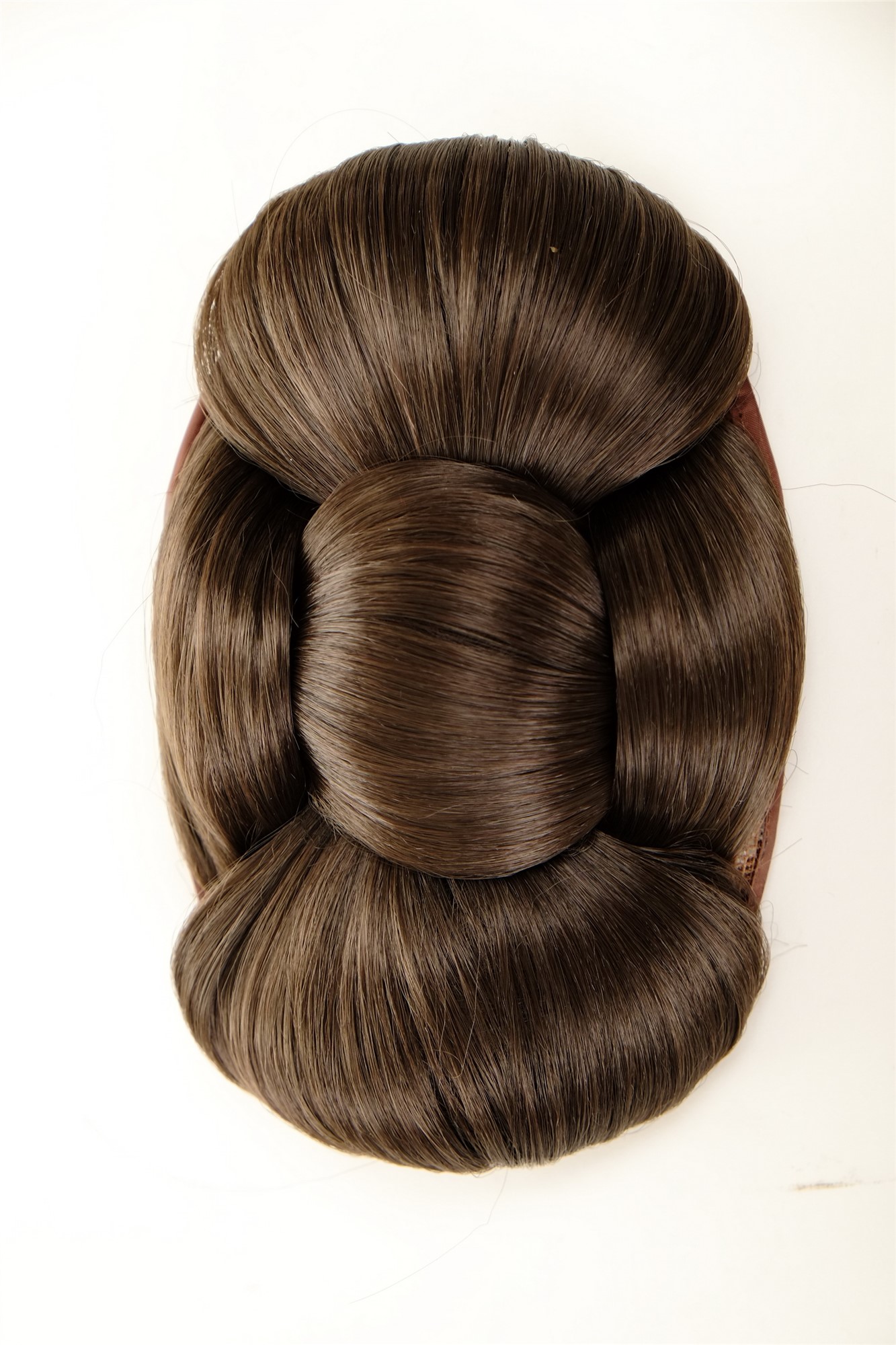 Dutt Haarschleife Haarknoten Schleife Braun O2-8, Ansicht 3, WIG ME UP: Ihr Perücken Online Shop glatter Dutt Haarteil Dunkel-Aschbraun