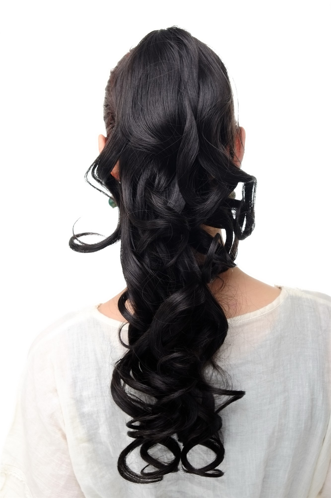 SA09-3 Hairpiece PONYTAIL extension VERY long BEAUTIFUL wavy slightly curly curls dark brown 20", view 2, WIG ME UP: Your Perücken Online Shop Ponytails, dark brown, curled, long