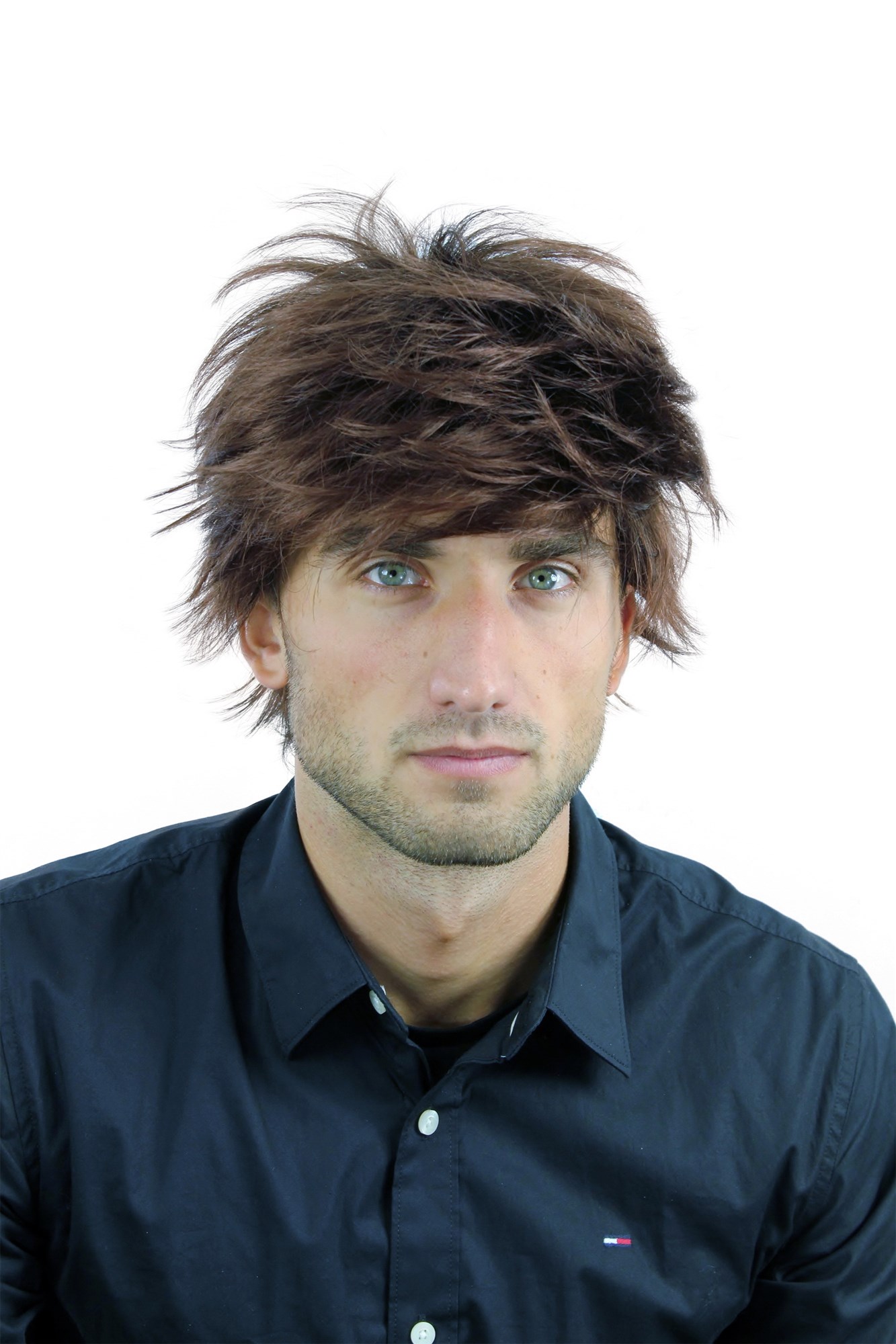 WL-2052A-4T33 Men Gents  Wig short wild youthful mahogany brown mix, front view, WIG ME UP: Your Perücken Online Shop Quality Wigs, Men, chestnut, wavy, short