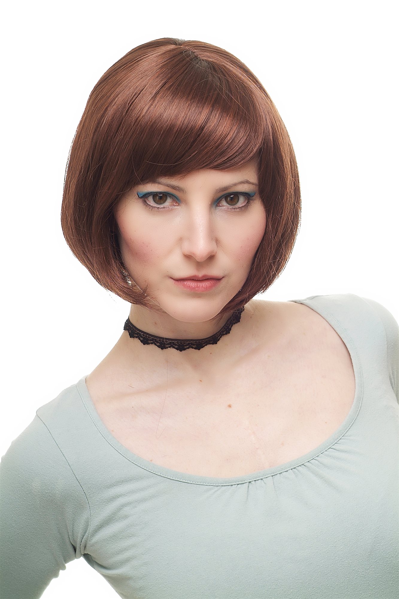 Quality Wigs, Ladies, Dark rust brown-rust red mix, straight, short